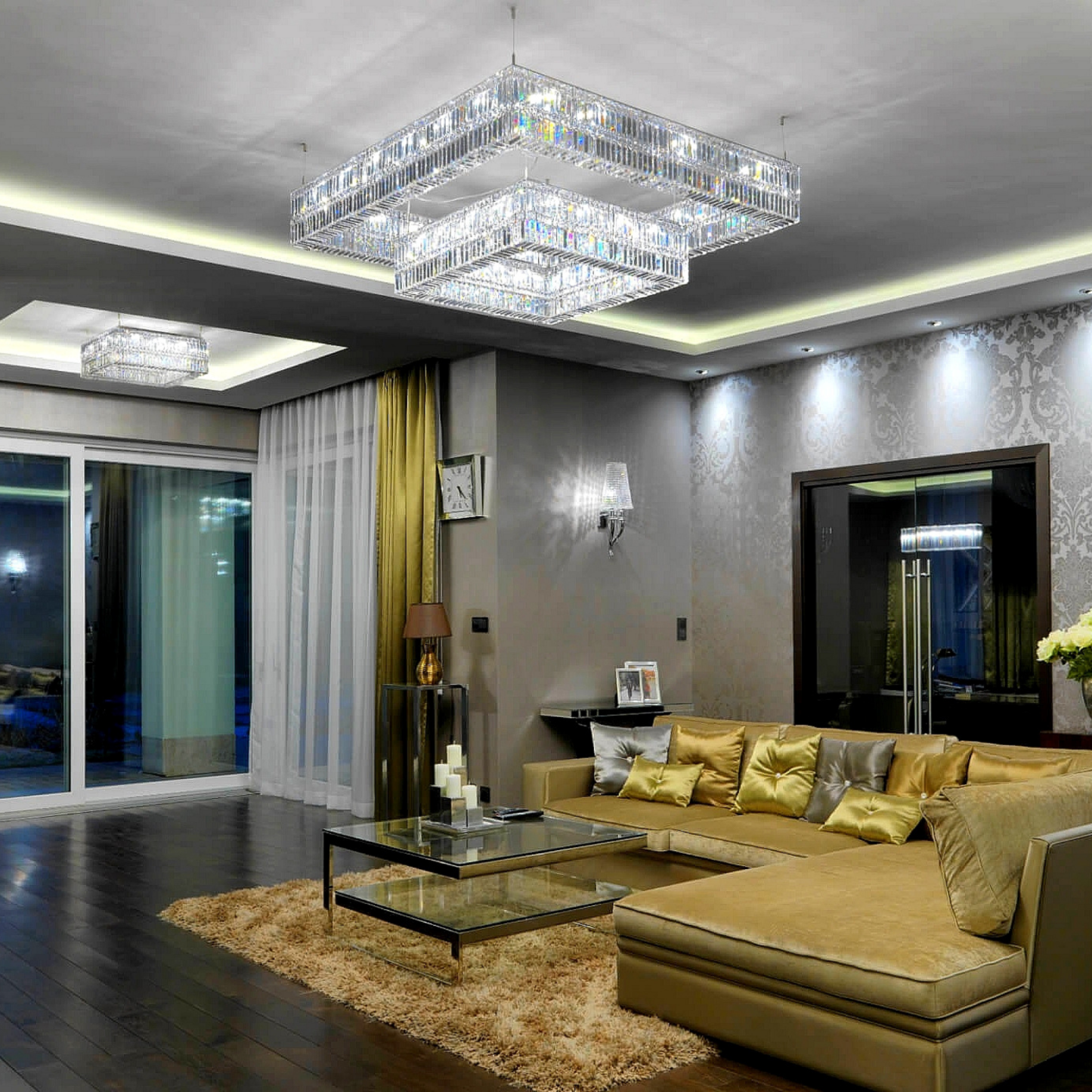 Victory Rectangle Modern Glass Chandelier - Luchiante.-Sylvia Space