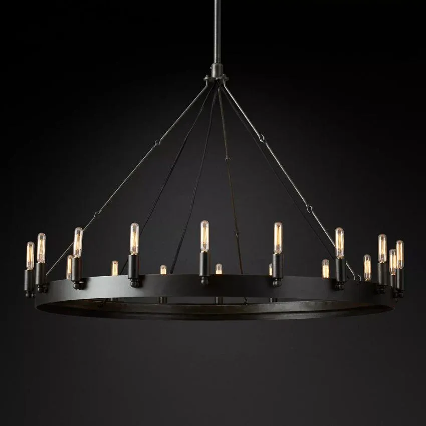 Caminy Vintage Filament Round Chandelier 38"