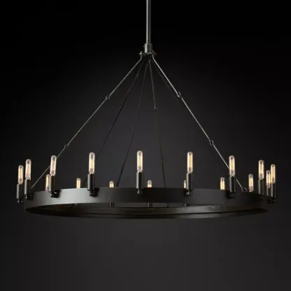 Caminy Vintage Filament Round Chandelier 38"