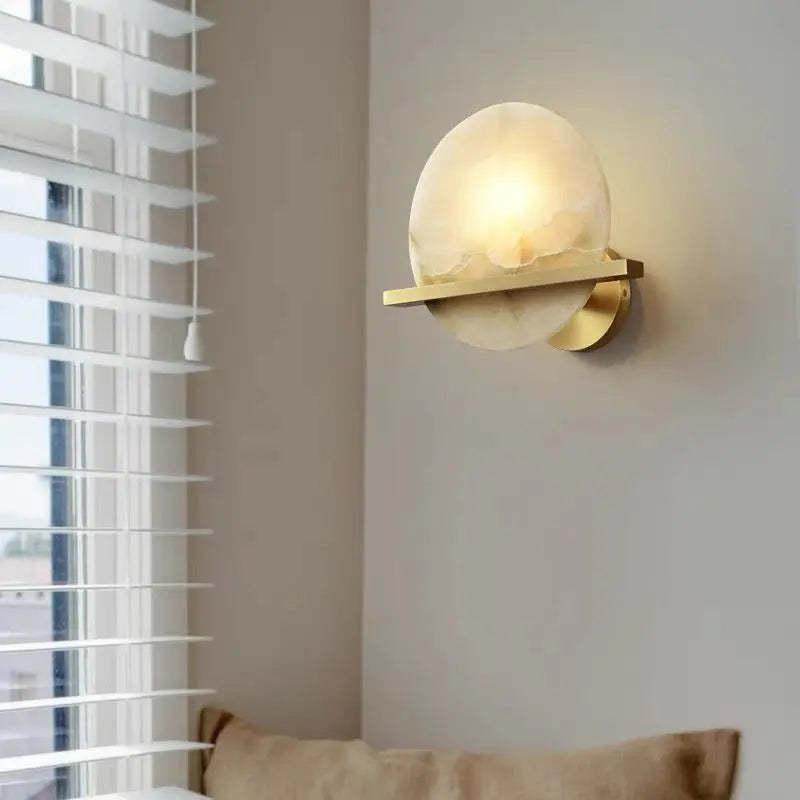 Alabaster Round Wall Lights For Bedroom