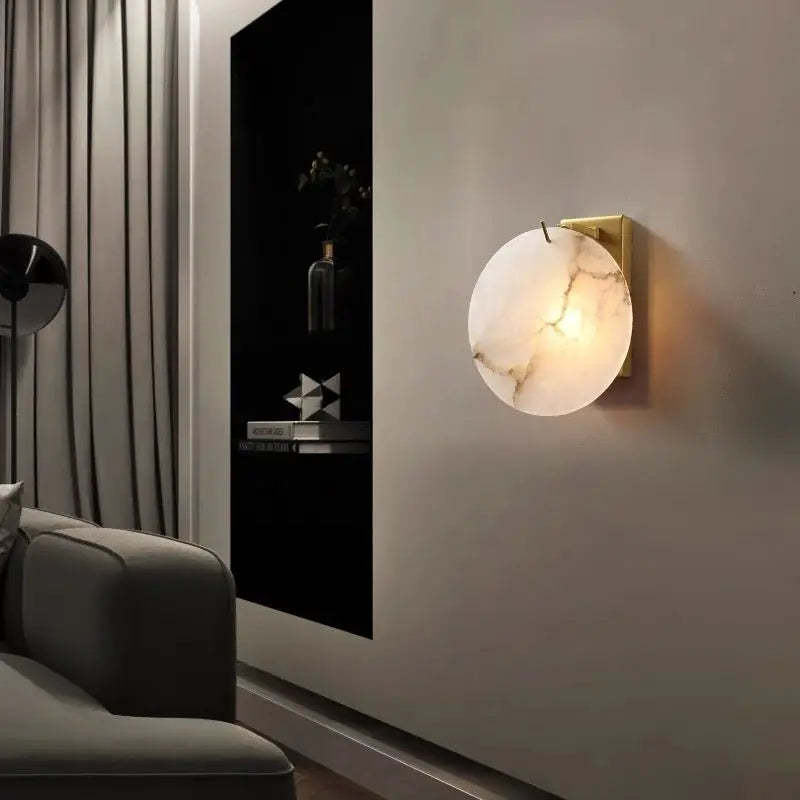 Alabaster Round Wall Sconce For Bedroom