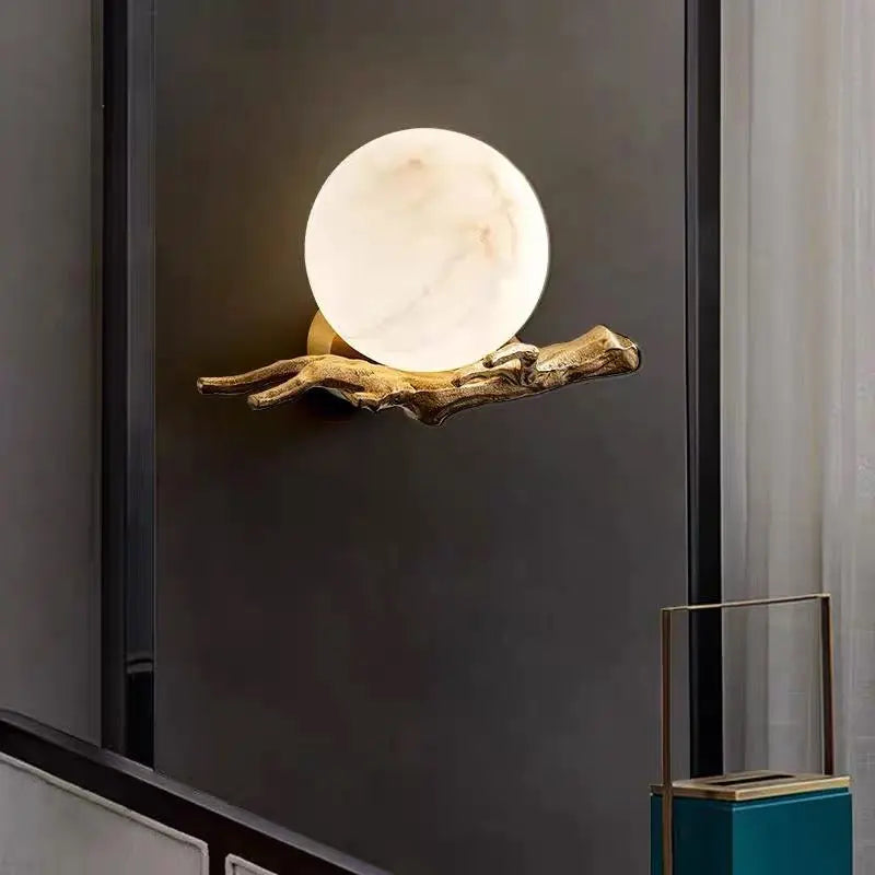 Real Alabaster Round Modern Wall Sconces
