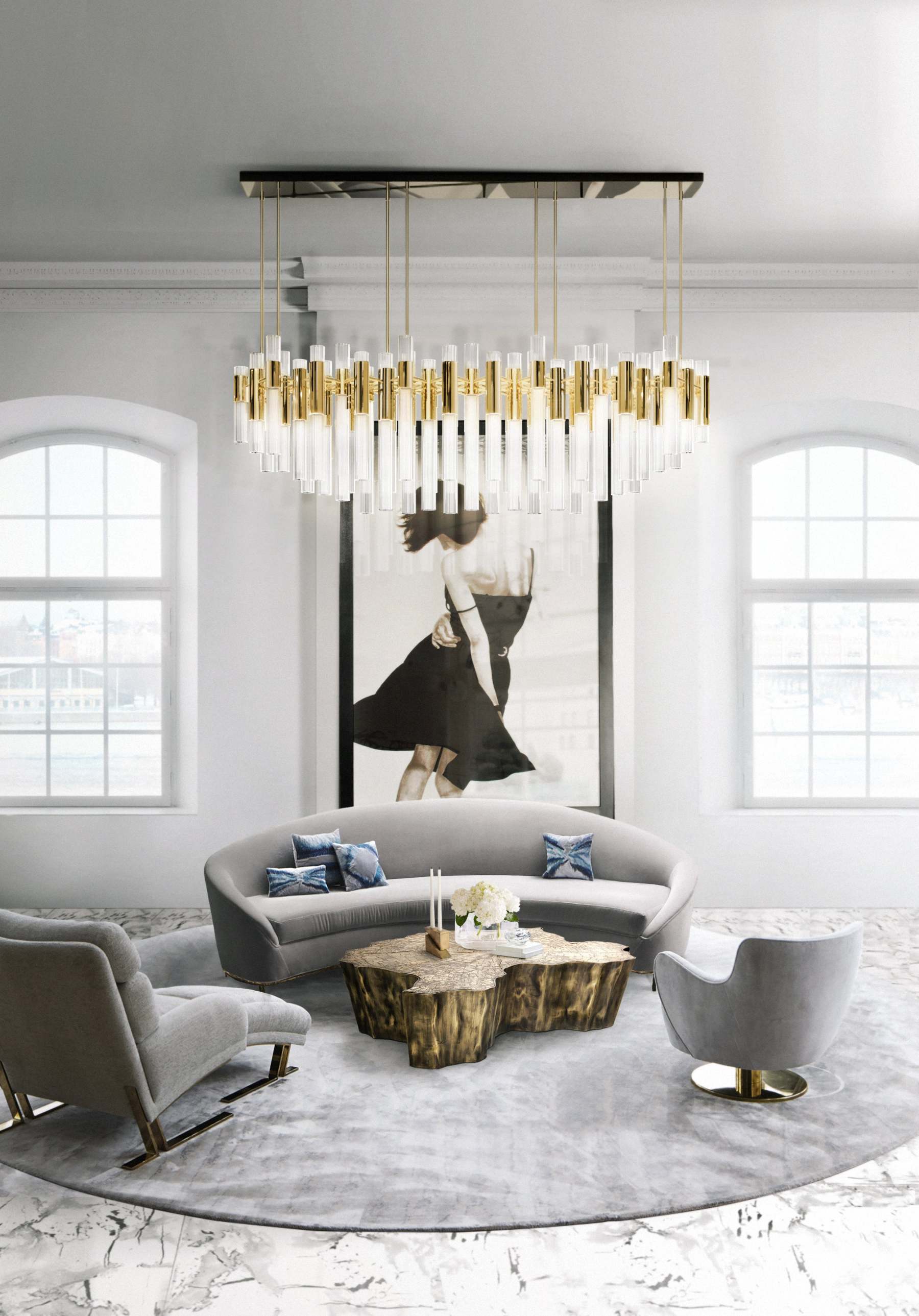 Waterfall Rectangular 80-Light Crystal Modern Chandelier - Luxxu-Sylvia Space