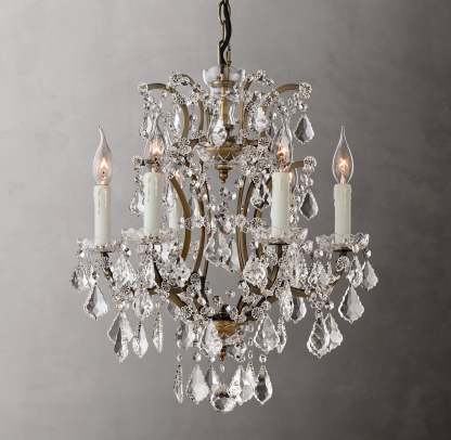 Rocco Iron & Crystal Round Chandelier 18''-Sylvia Space