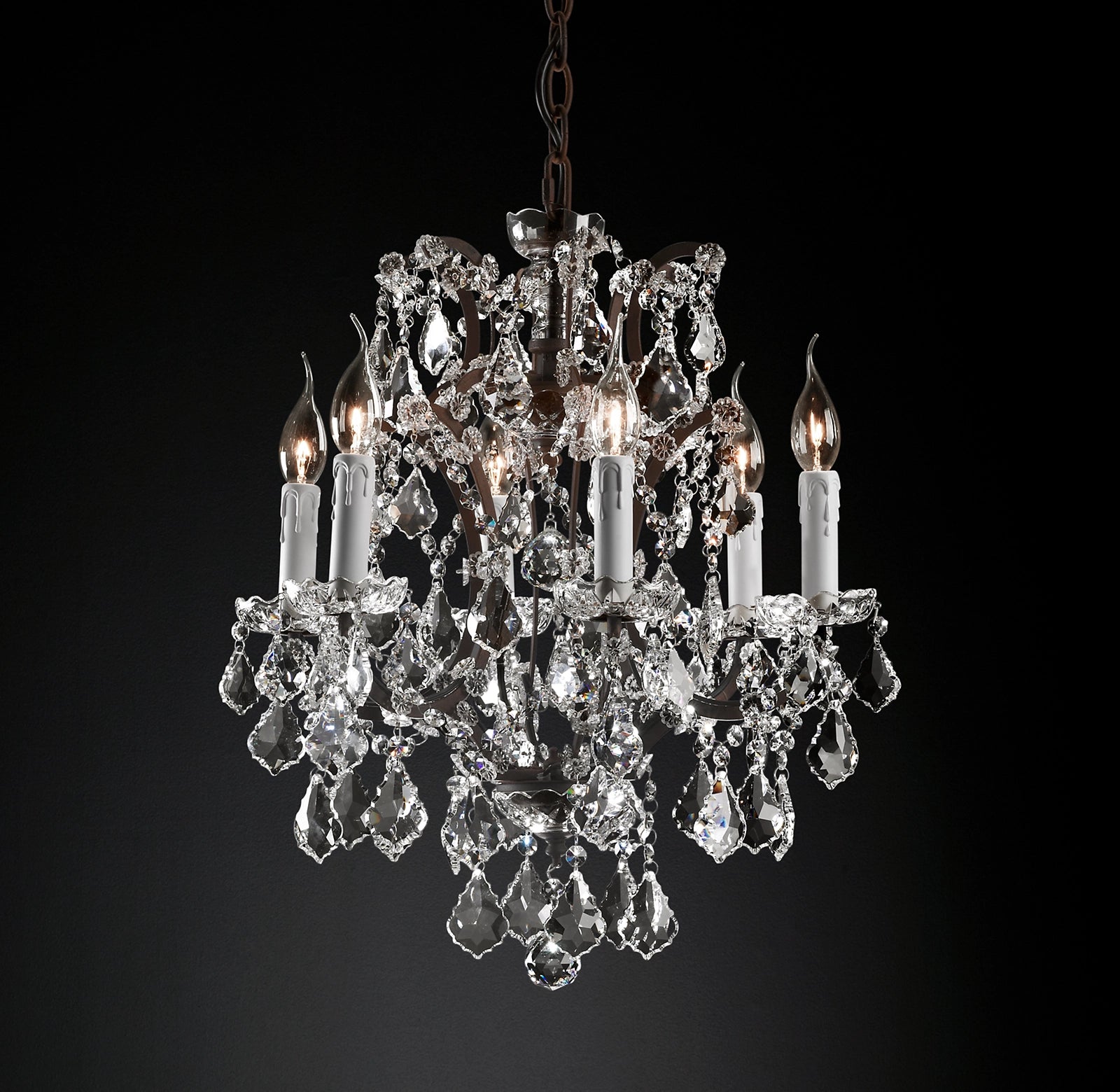 Rocco Iron & Crystal Round Chandelier 18''-Sylvia Space