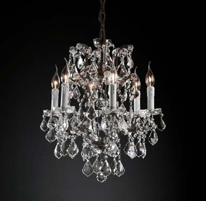 Rocco Iron & Crystal Round Chandelier 18''-Sylvia Space