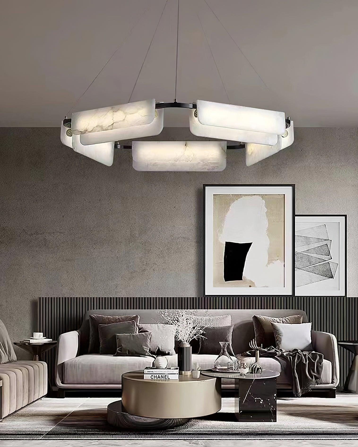 Delia Alabaster Chandelier ∅ 23.6″/∅ 31.5″-Sylvia Space