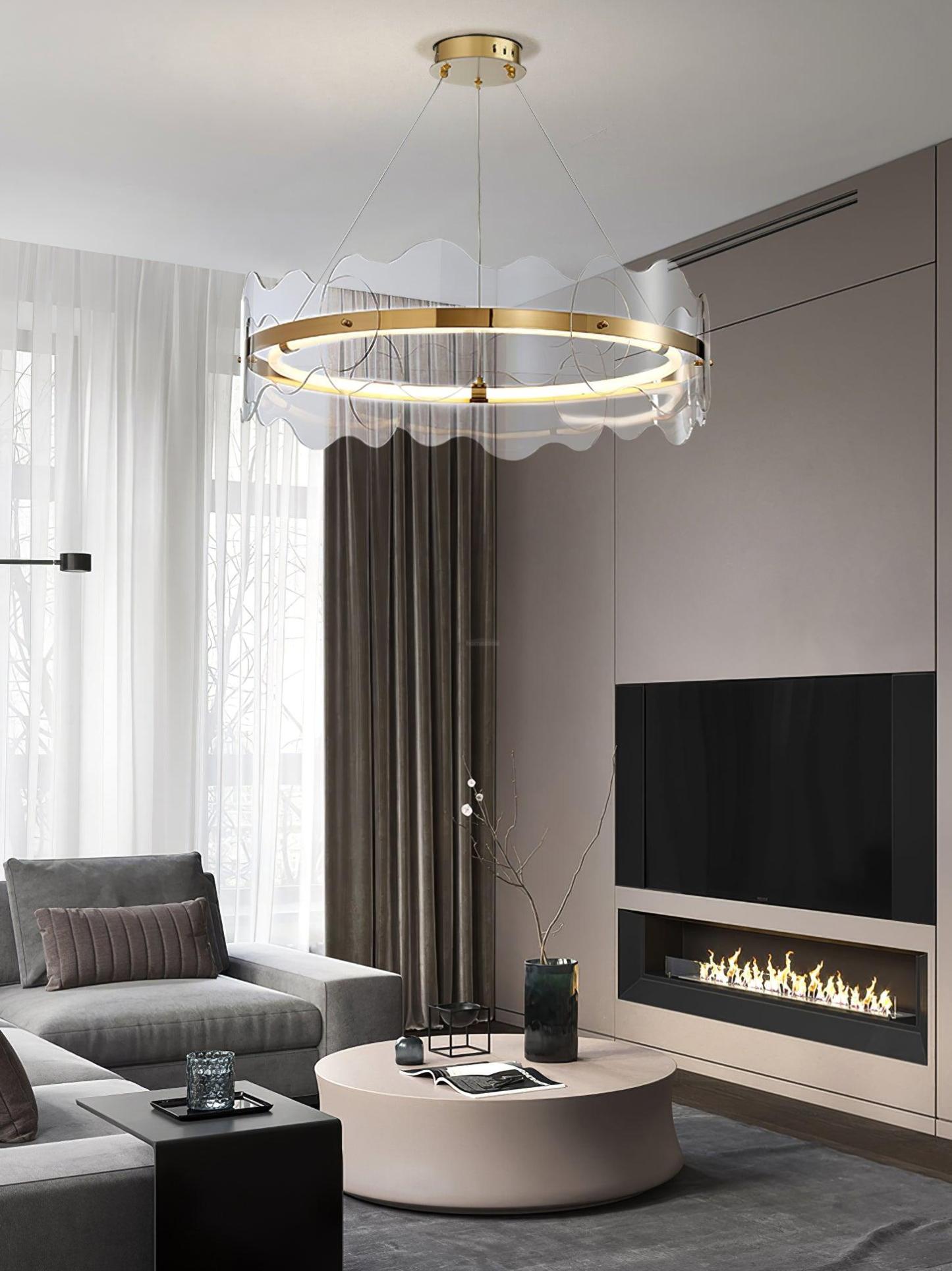 Acrylic Wave Round Chandelier-Sylvia Space