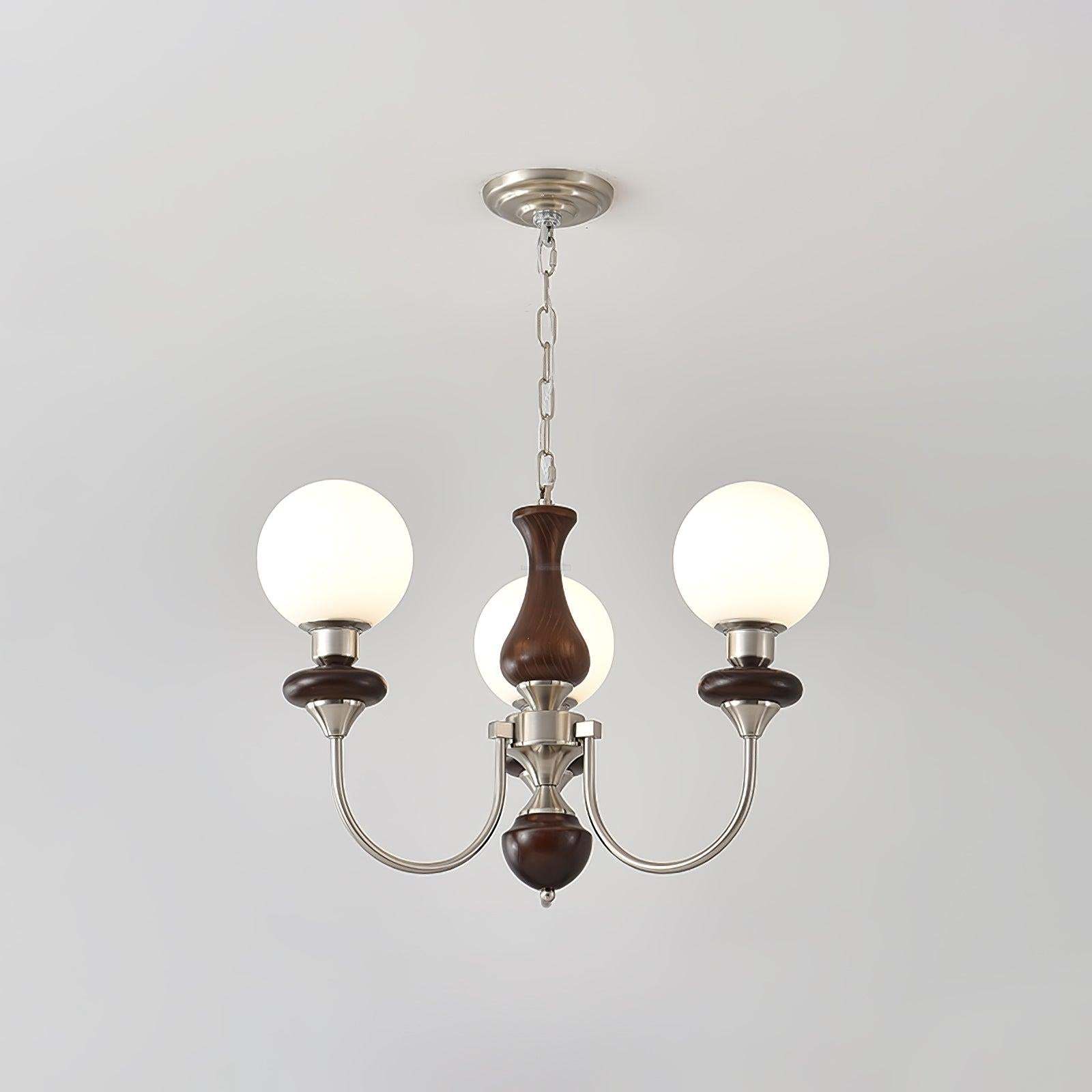 Walnut Brass Chandelier with 3/6/8 lamps-Sylvia Space