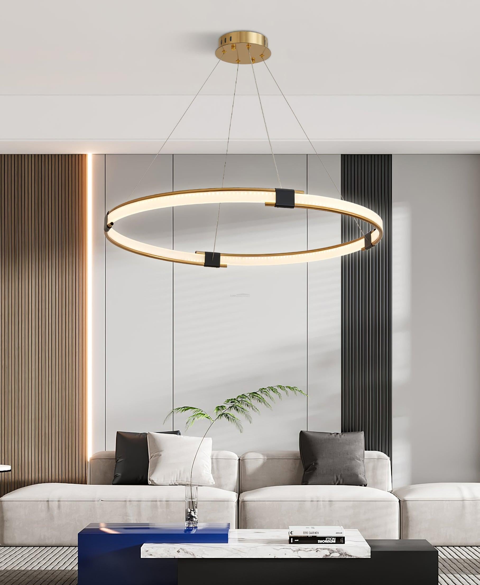 Gold Round Ring Chandelier-Sylvia Space