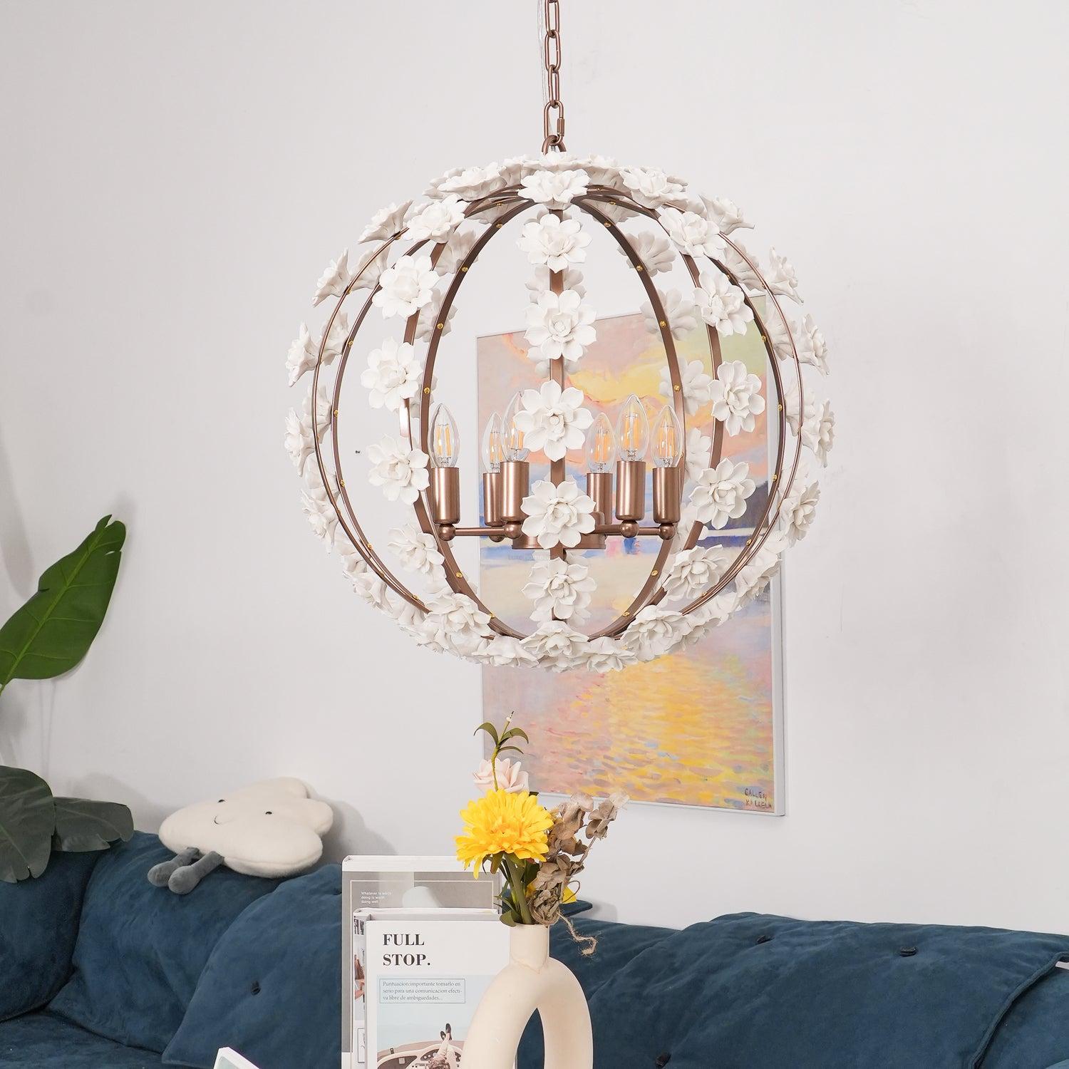 Bianca Floral Orb Globe Chandelier-Sylvia Space