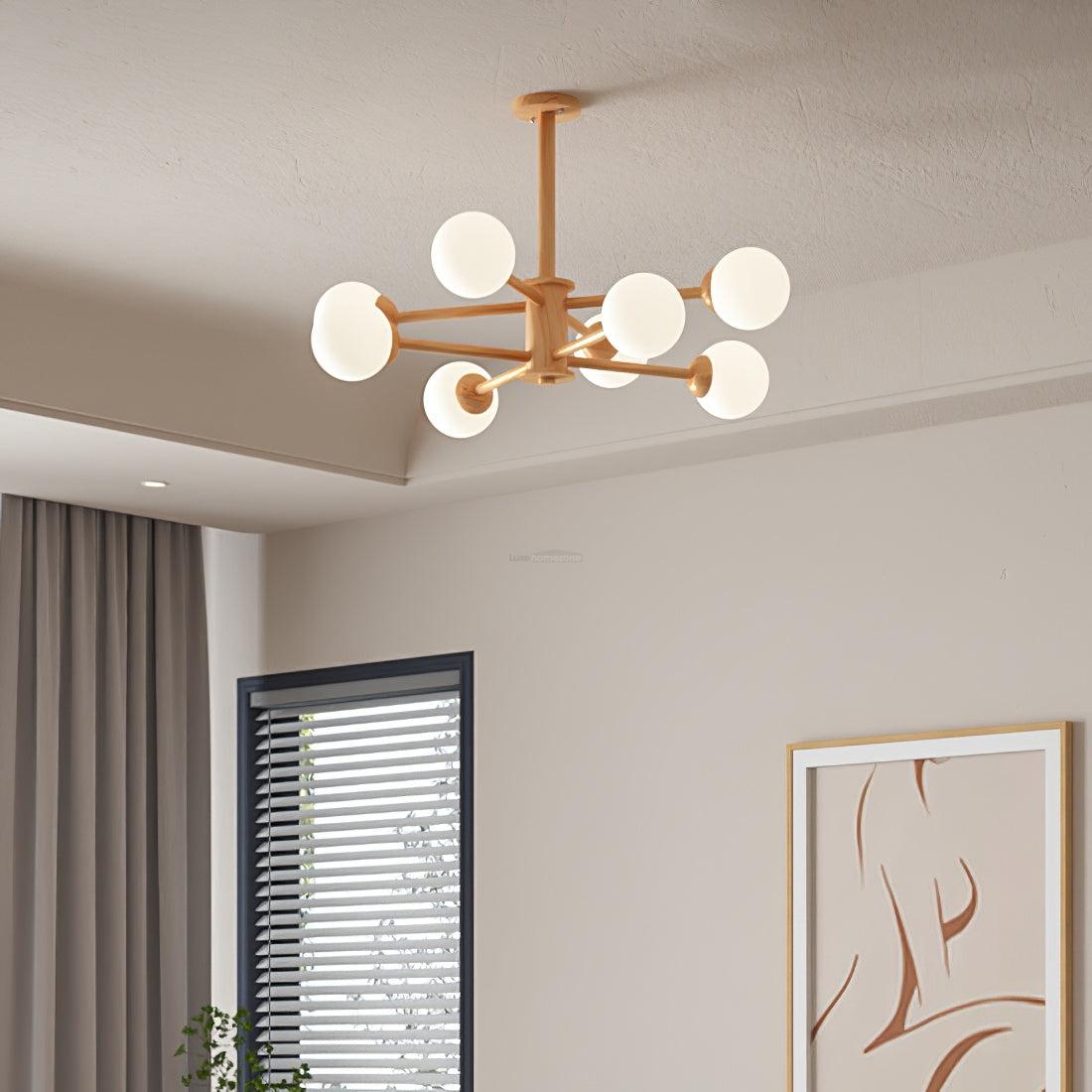 Kozan Wooden Chandelier with 6/8/10/12 heads-Sylvia Space
