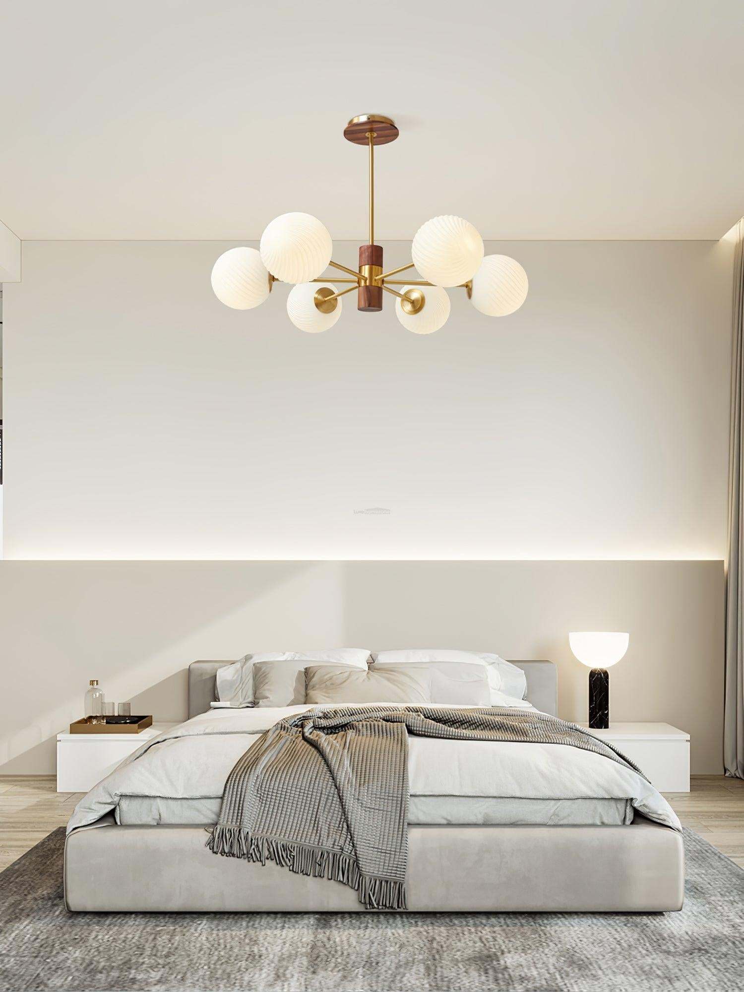 Ribbed Babble Glass Chandelier with 6/9 heads-Sylvia Space