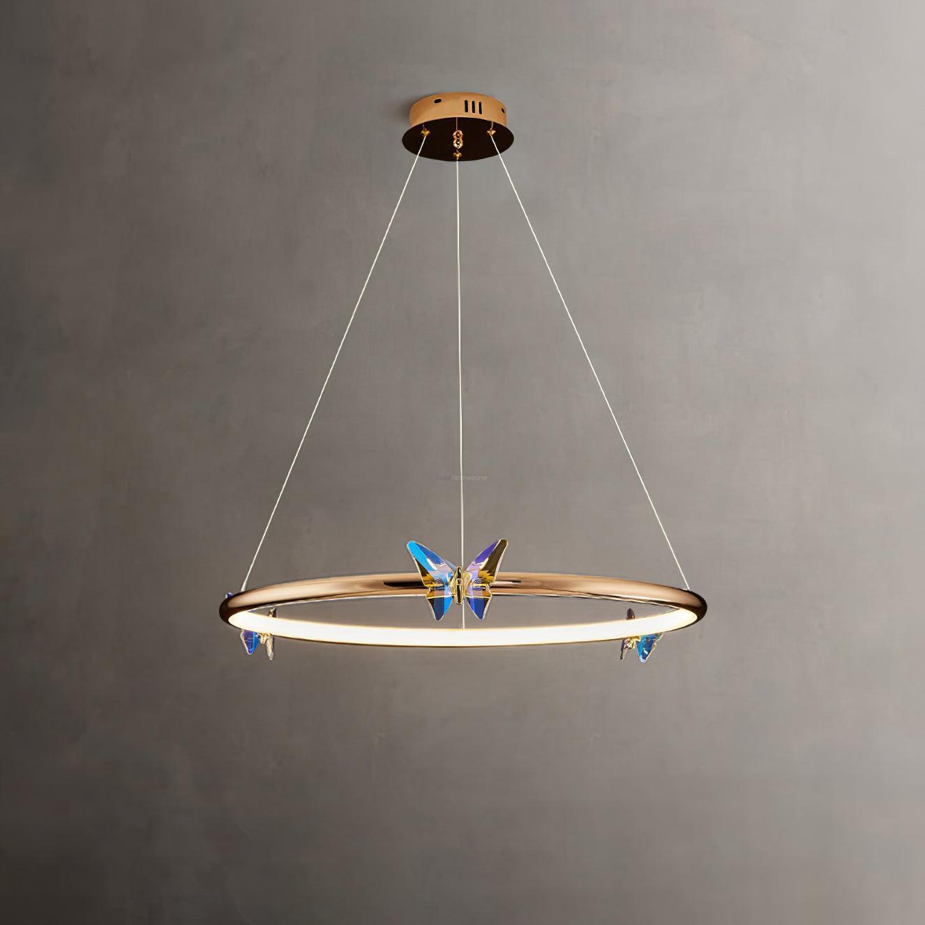 Blue Butterfly Round Chandelier-Sylvia Space