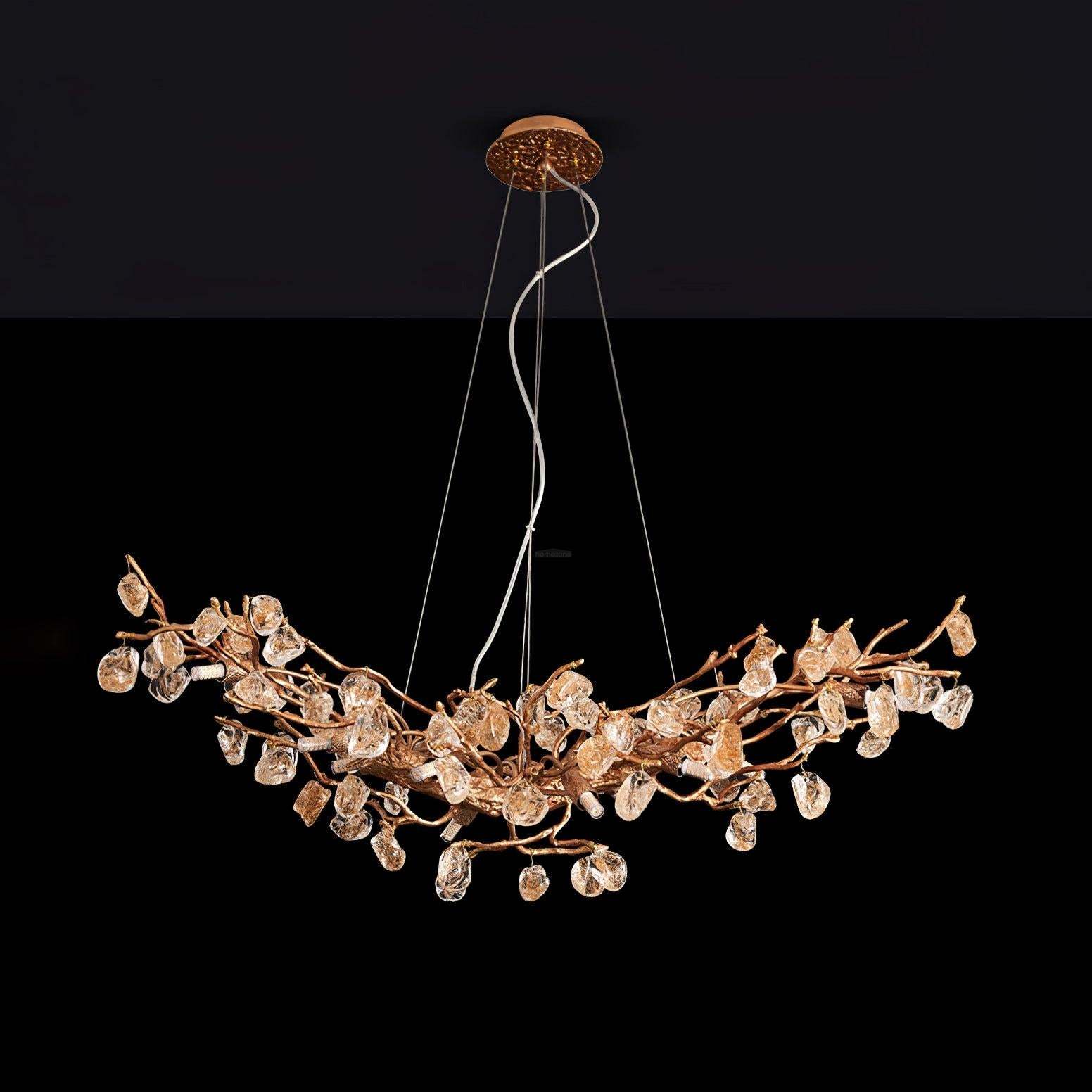 Stone Crystal Brass Chandelier  ∅ 5.1″-Sylvia Space