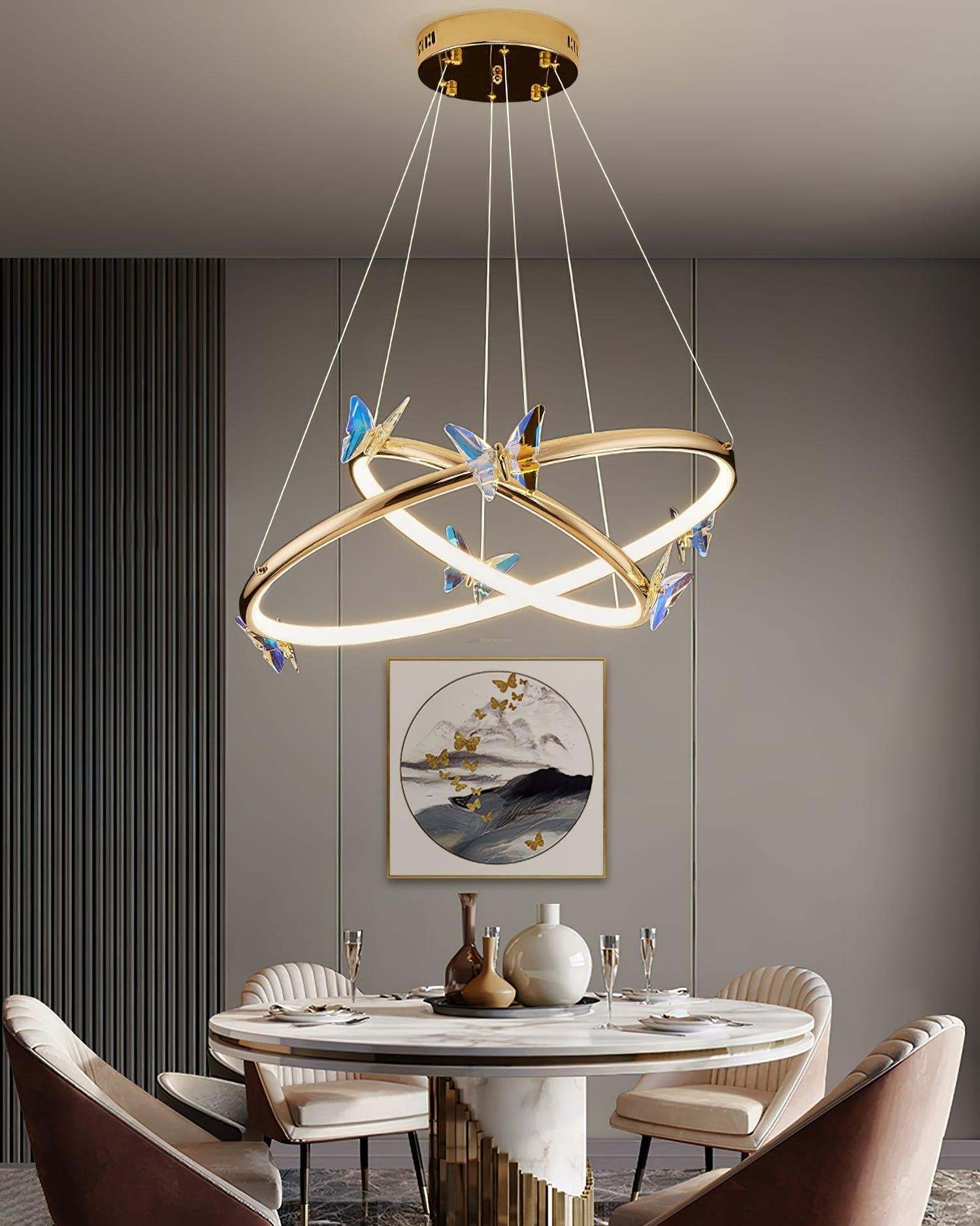 Blue Butterfly Round Chandelier-Sylvia Space