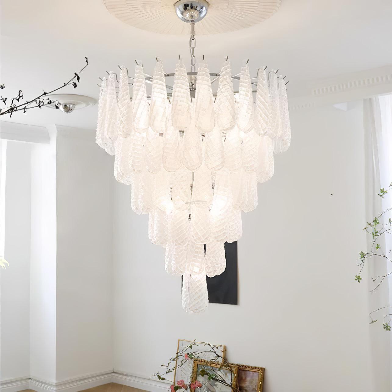 Grid Glass Style Waterfall Chandelier-Sylvia Space