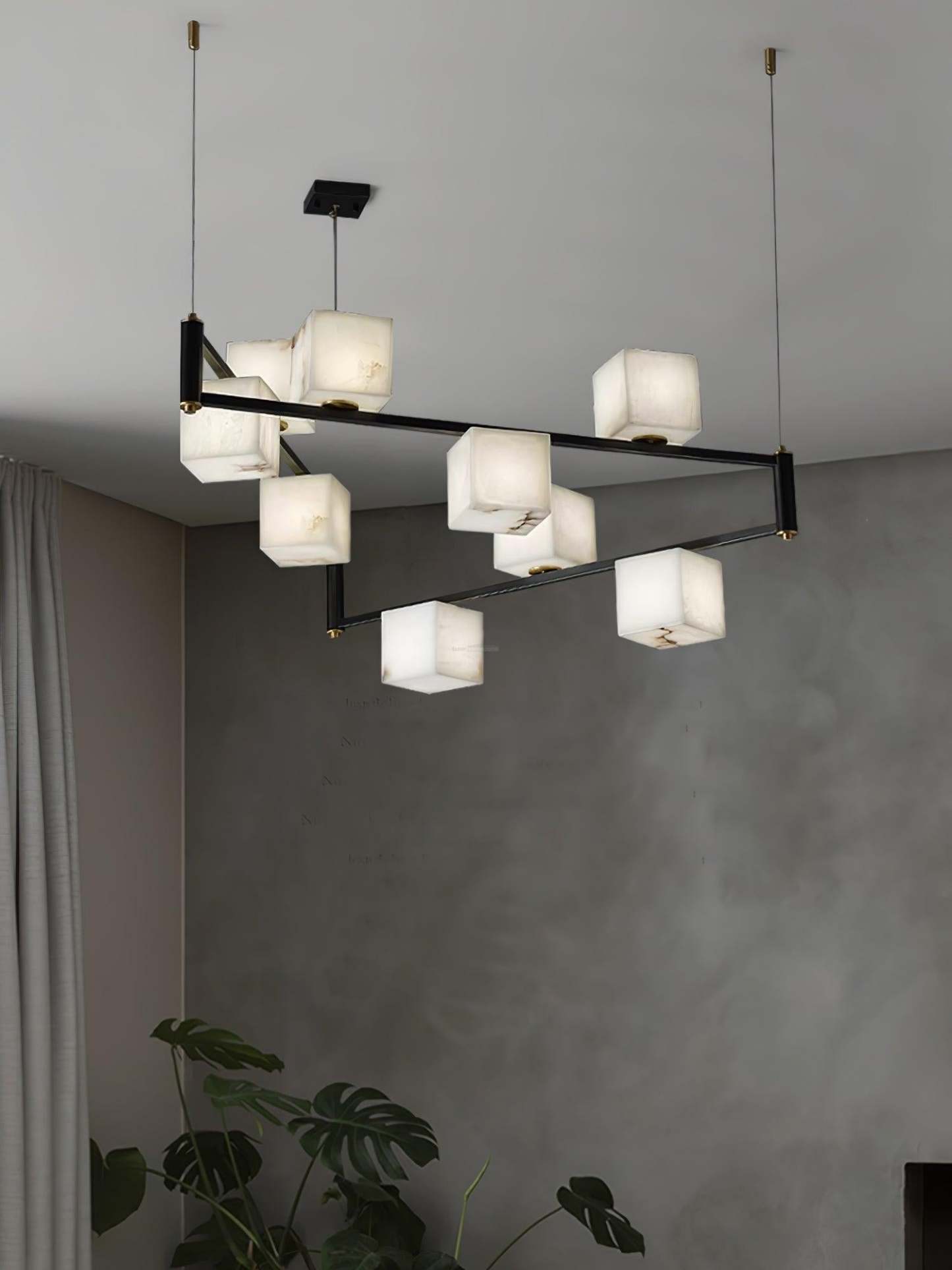 Alabaster Square Box Chandelier with 4/5/6/8/9 heads-Sylvia Space