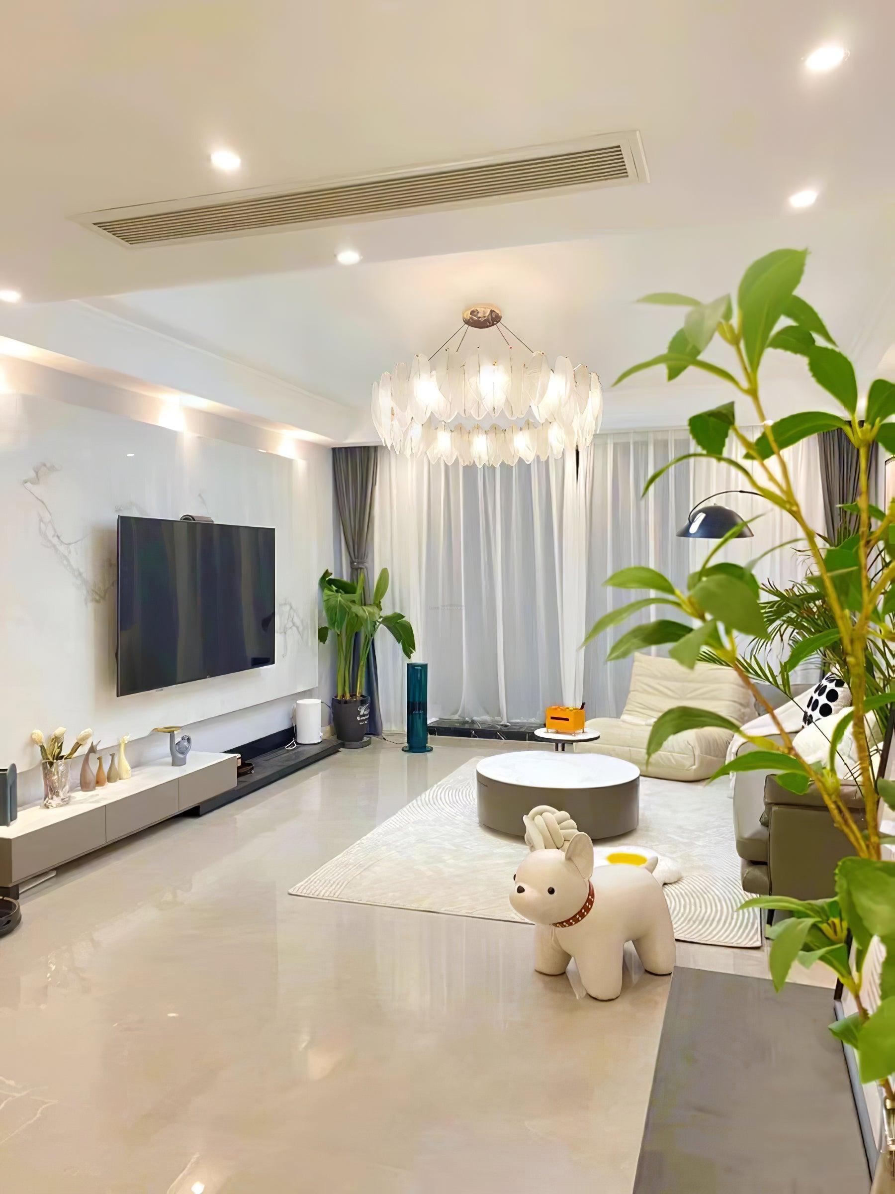 Glass Feather Style Chandelier-Sylvia Space