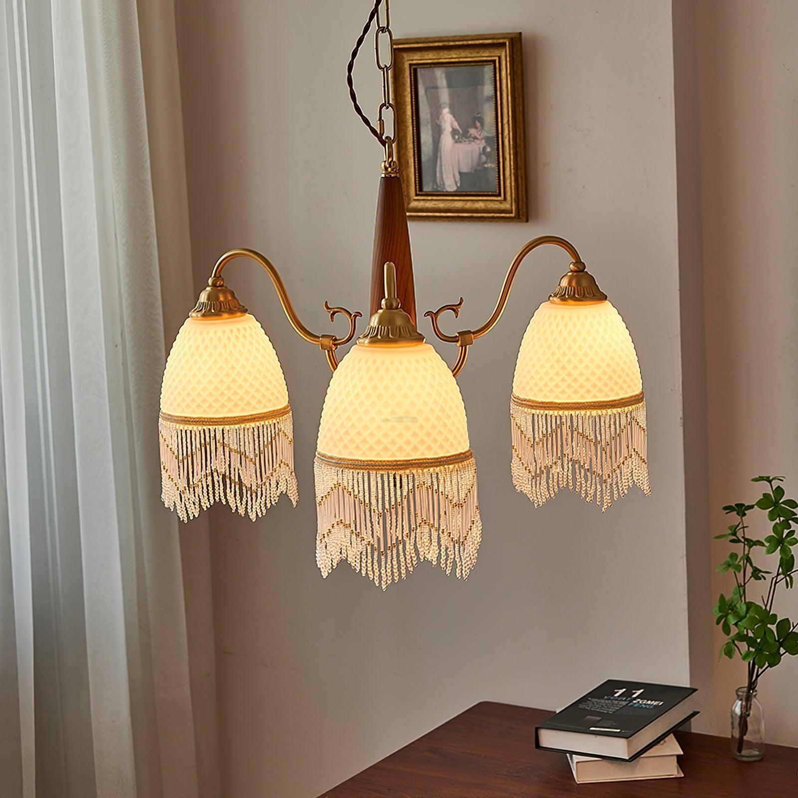Mesh Tassel Glass Chandelier ∅ 19.7″-Sylvia Space