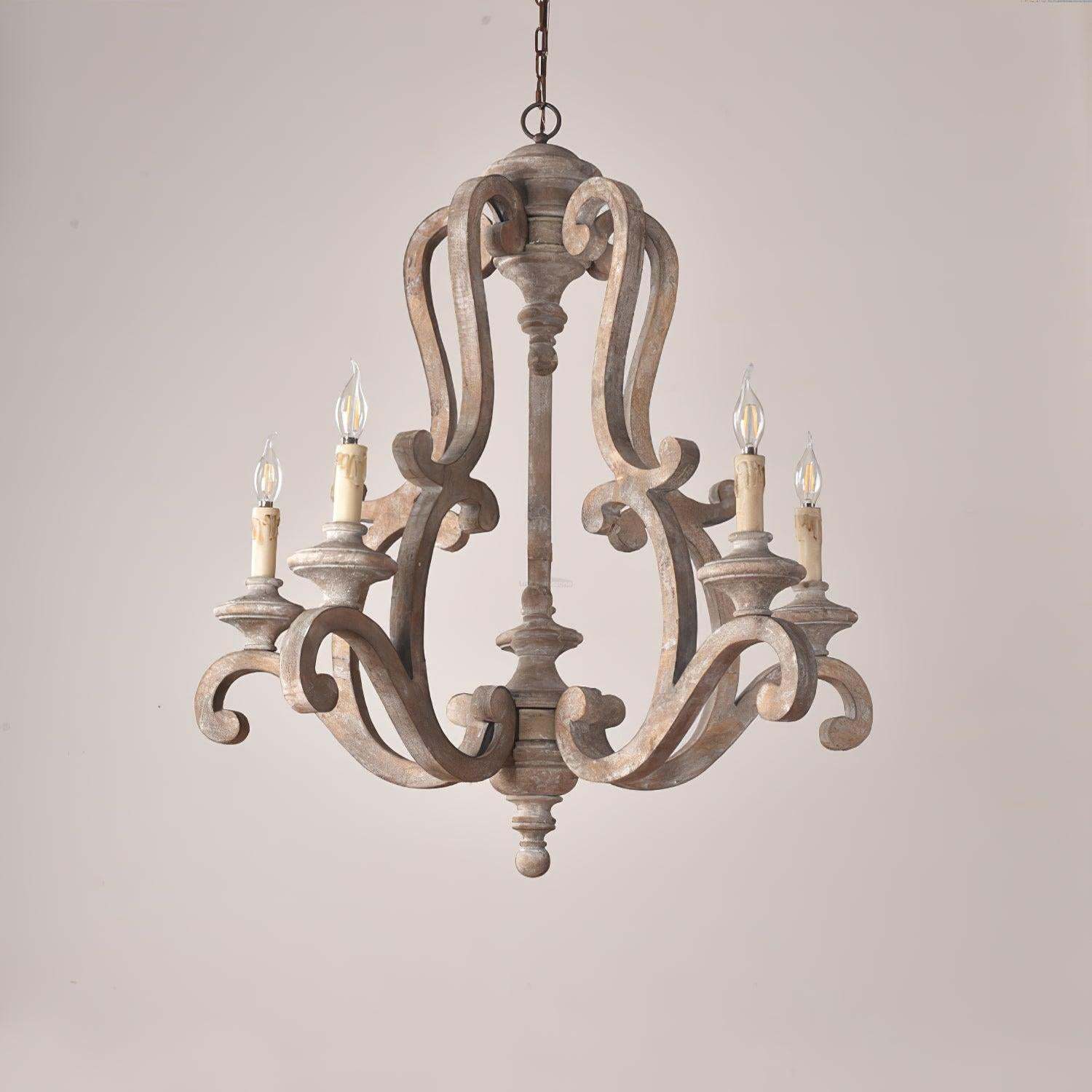 Parrotuncle Wooden Candle Chandelier Φ 23.6″-Sylvia Space