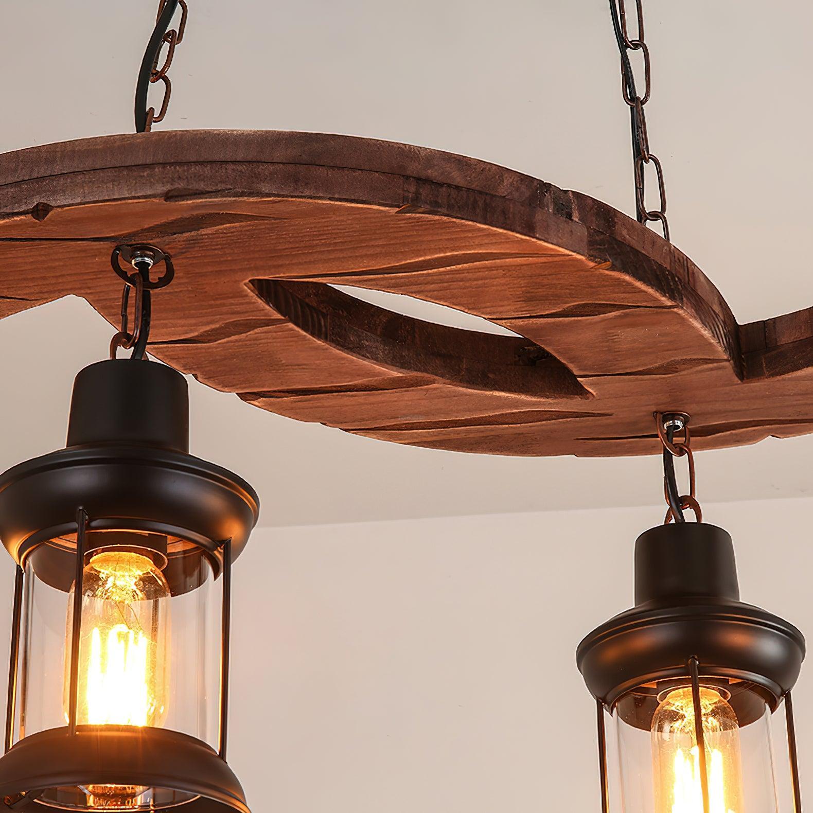 Retro Boat Wood Chandelier L 30.3″-Sylvia Space