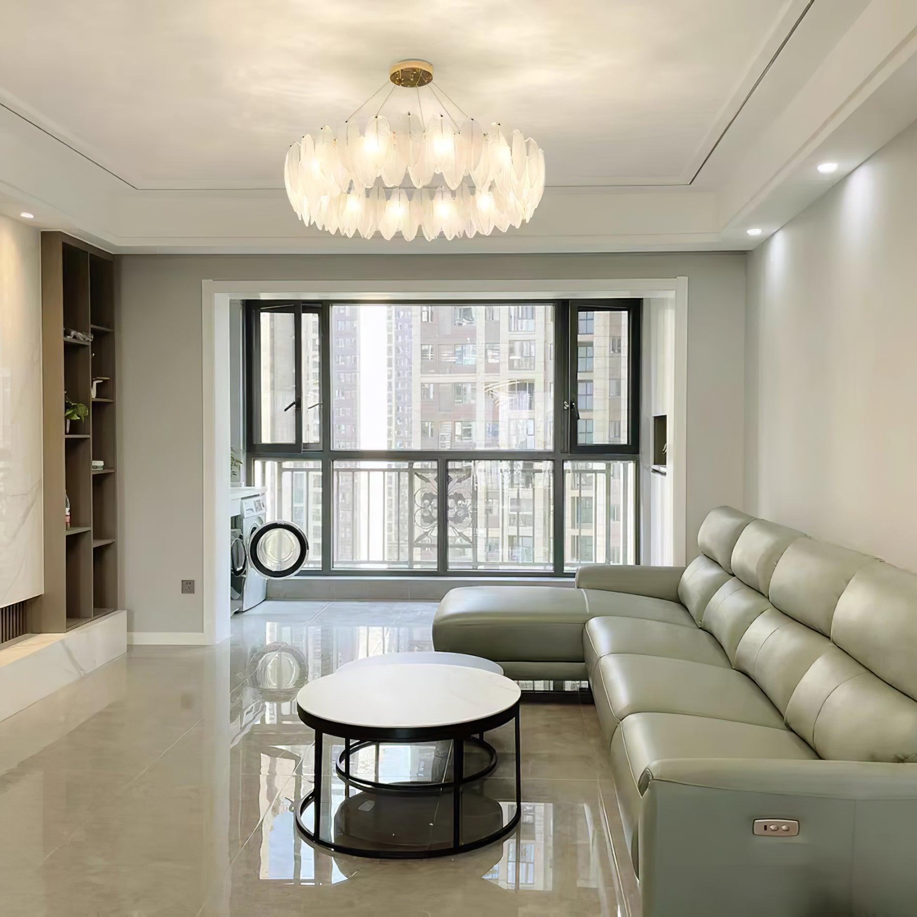 Glass Feather Style Chandelier-Sylvia Space