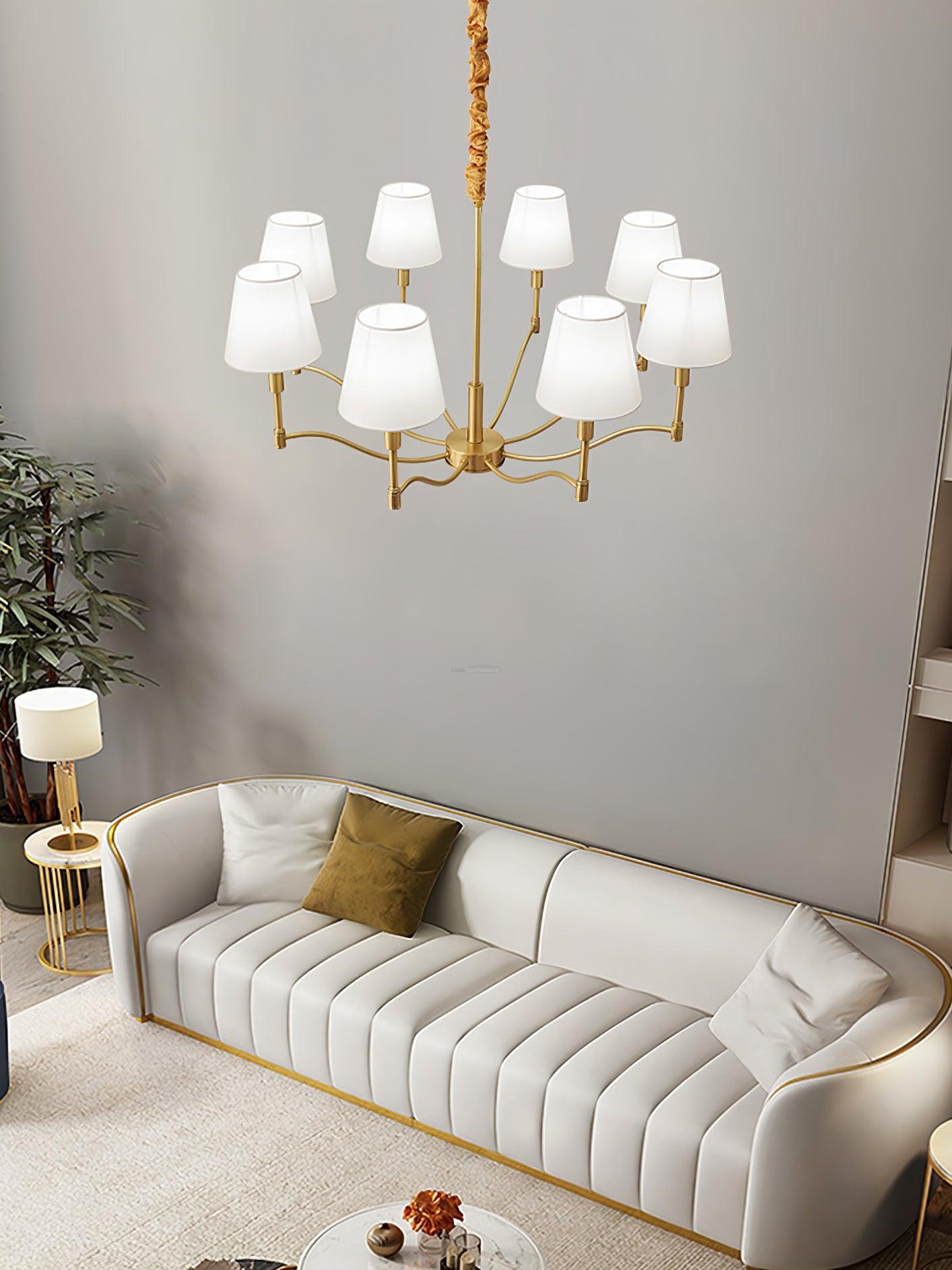 Tapered Fabric Brass Chandelier with 3/5/8 heads-Sylvia Space