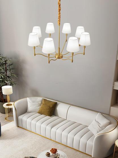 Tapered Fabric Brass Chandelier with 3/5/8 heads-Sylvia Space