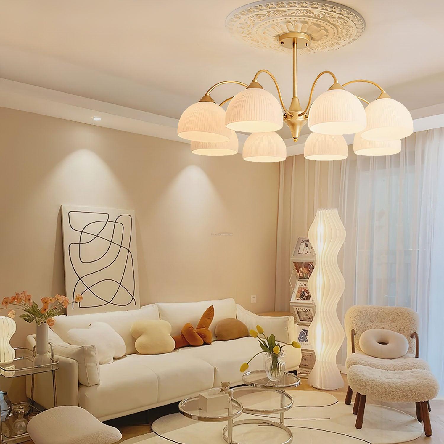 Striped Glass Bowl Chandelier with 5/6/8/10 heads-Sylvia Space