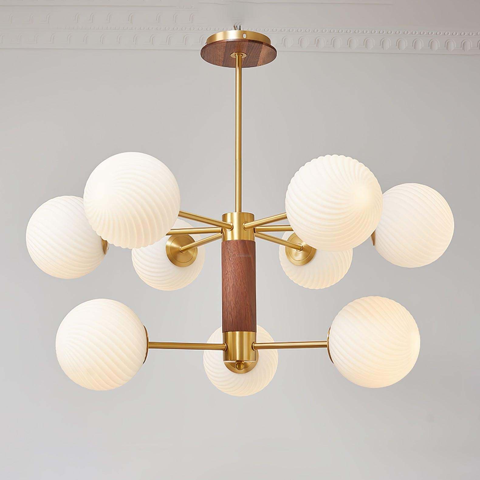 Ribbed Babble Glass Chandelier with 6/9 heads-Sylvia Space