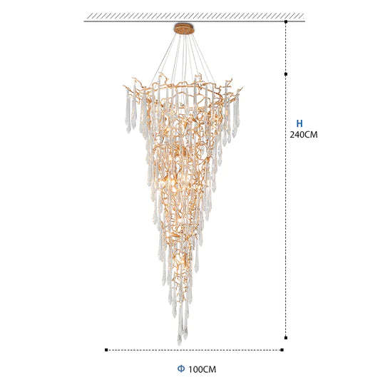 Quinn Branch Crystal Chandelier H 94.49", Modern Lighting-Sylvia Space