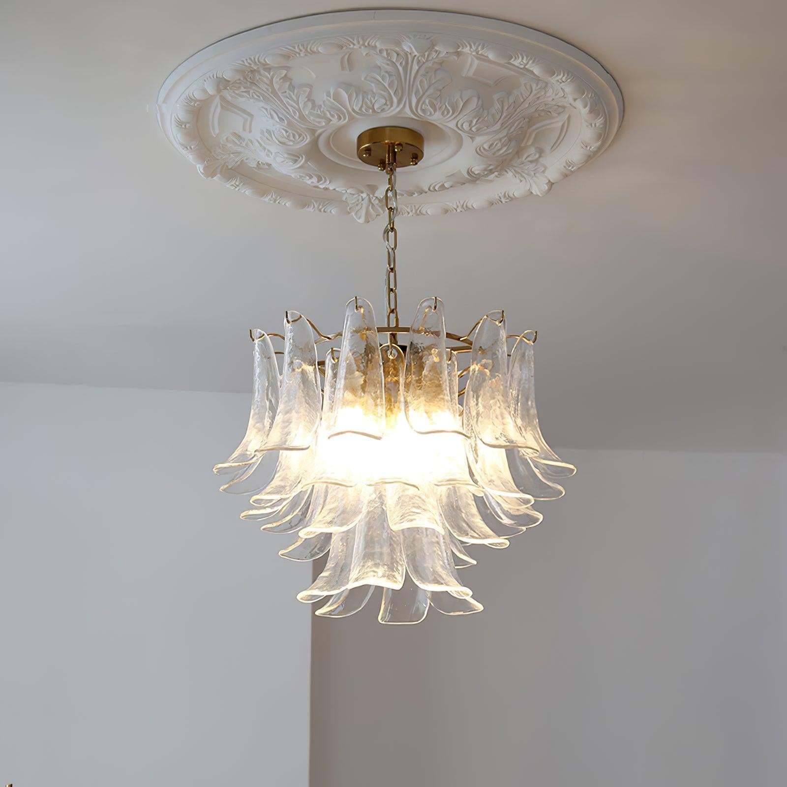 Glass Leaf Cascade Chandelier with 3/4 layer-Sylvia Space