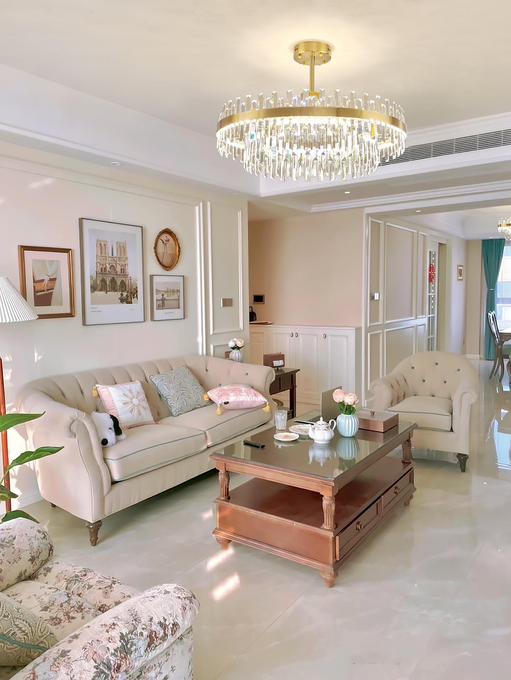 Drum Glass Chandelier  ∅ 23.6″~39.4''-Sylvia Space