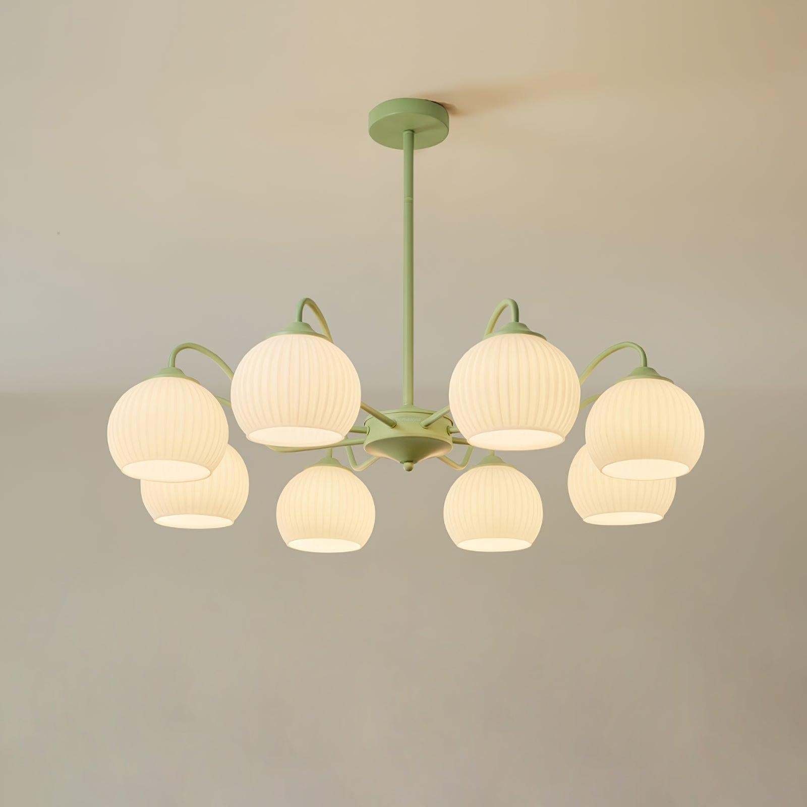 Ribbed Glass Matcha Chandelier with 6/8 heads-Sylvia Space