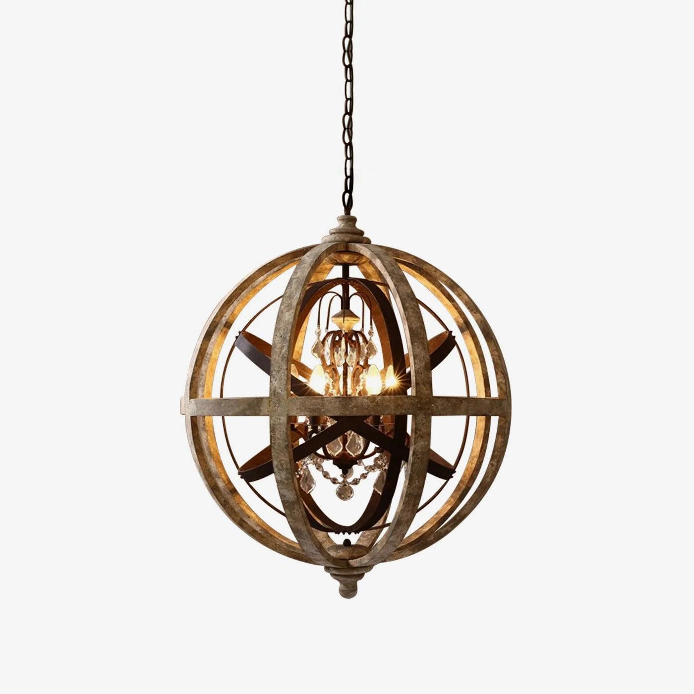 Retro Globe Weathered Chandelier Φ 11.8″-Sylvia Space