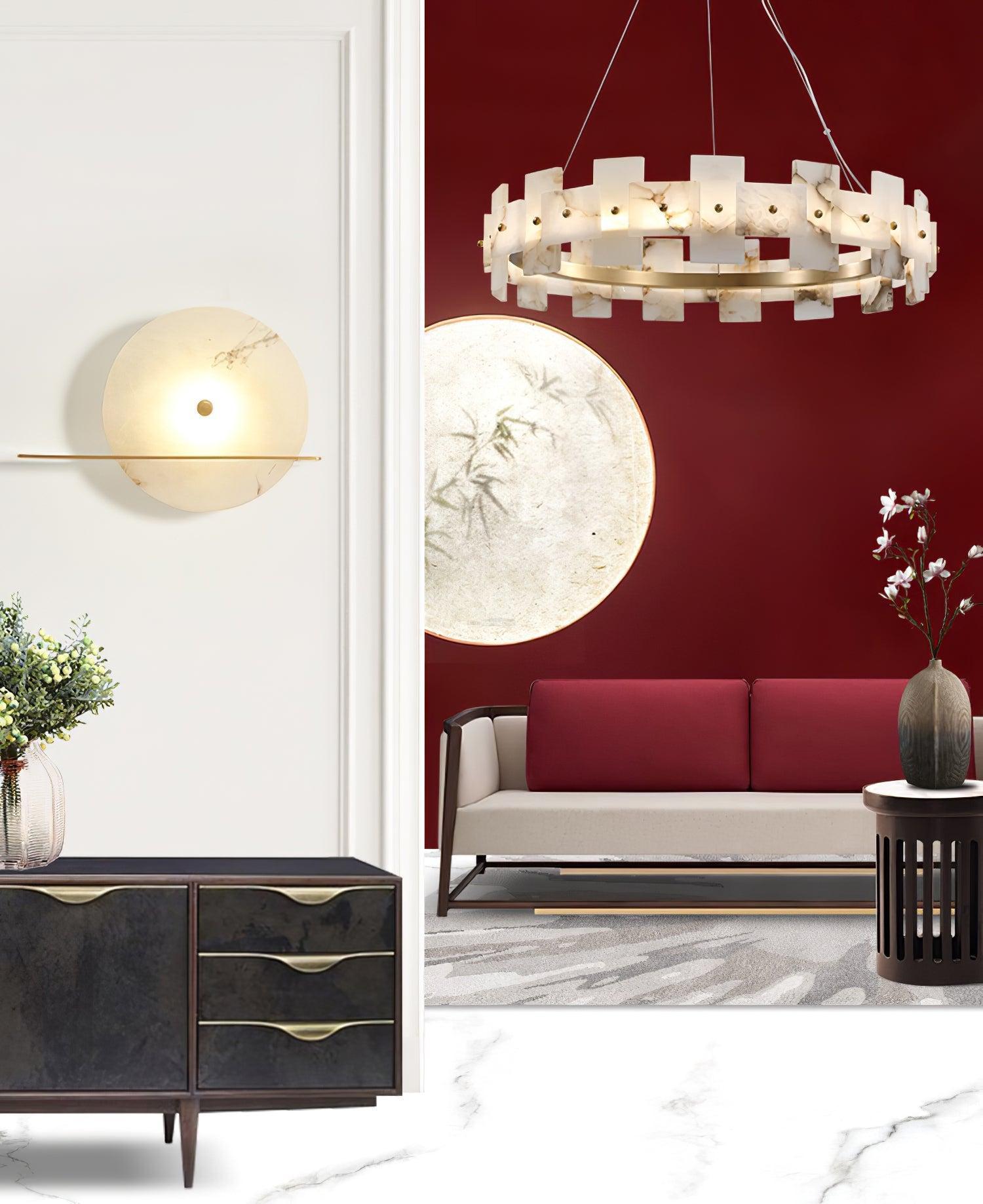 Alabaster Halo Chandelier Φ 23.6″/Φ 31.5''-Sylvia Space