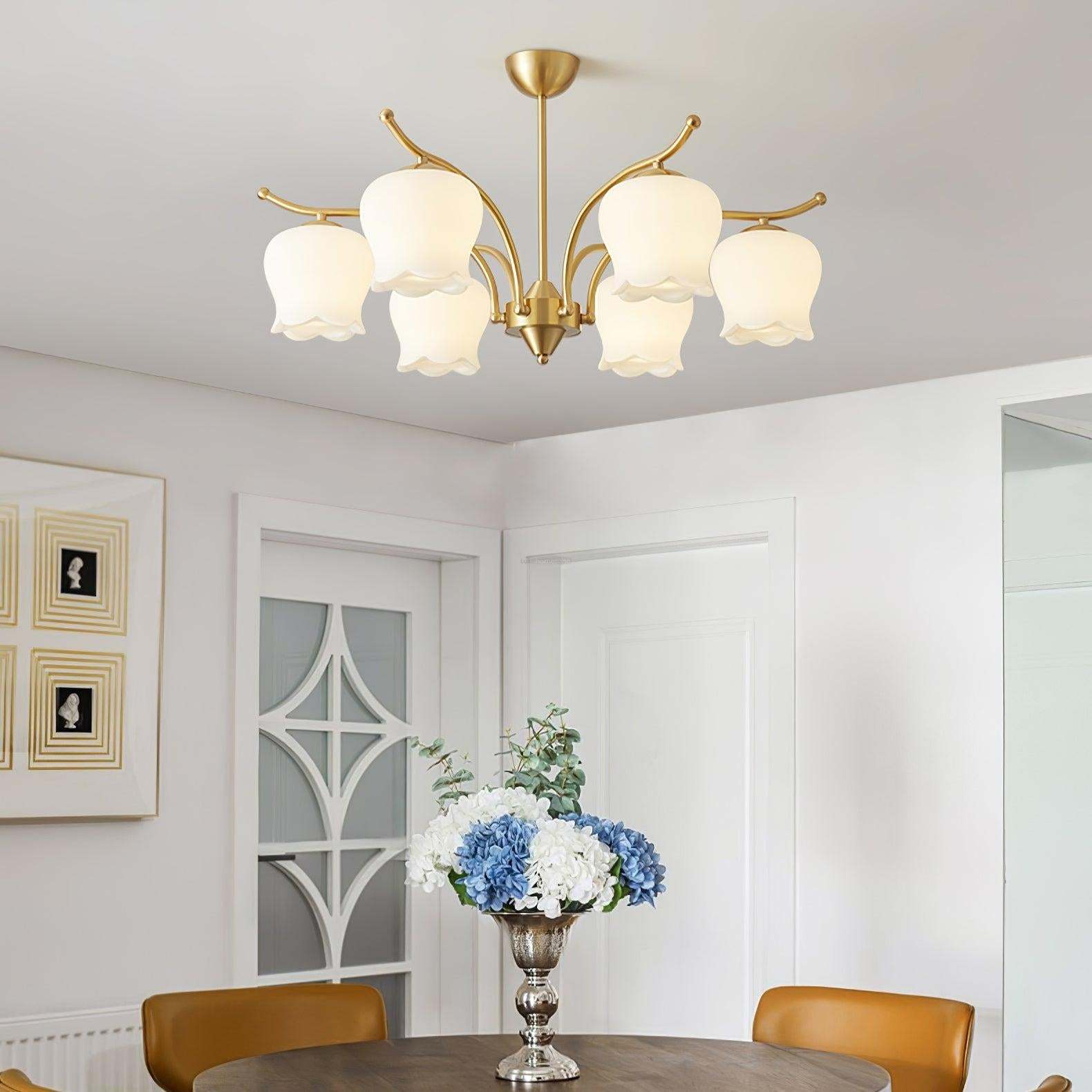 Tulip Brass Chandelier with 3/6/8 heads-Sylvia Space
