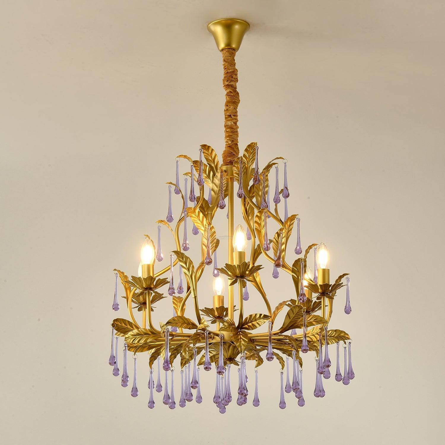Amethyst Drops Crystal Chandelier with 6/8 heads-Sylvia Space