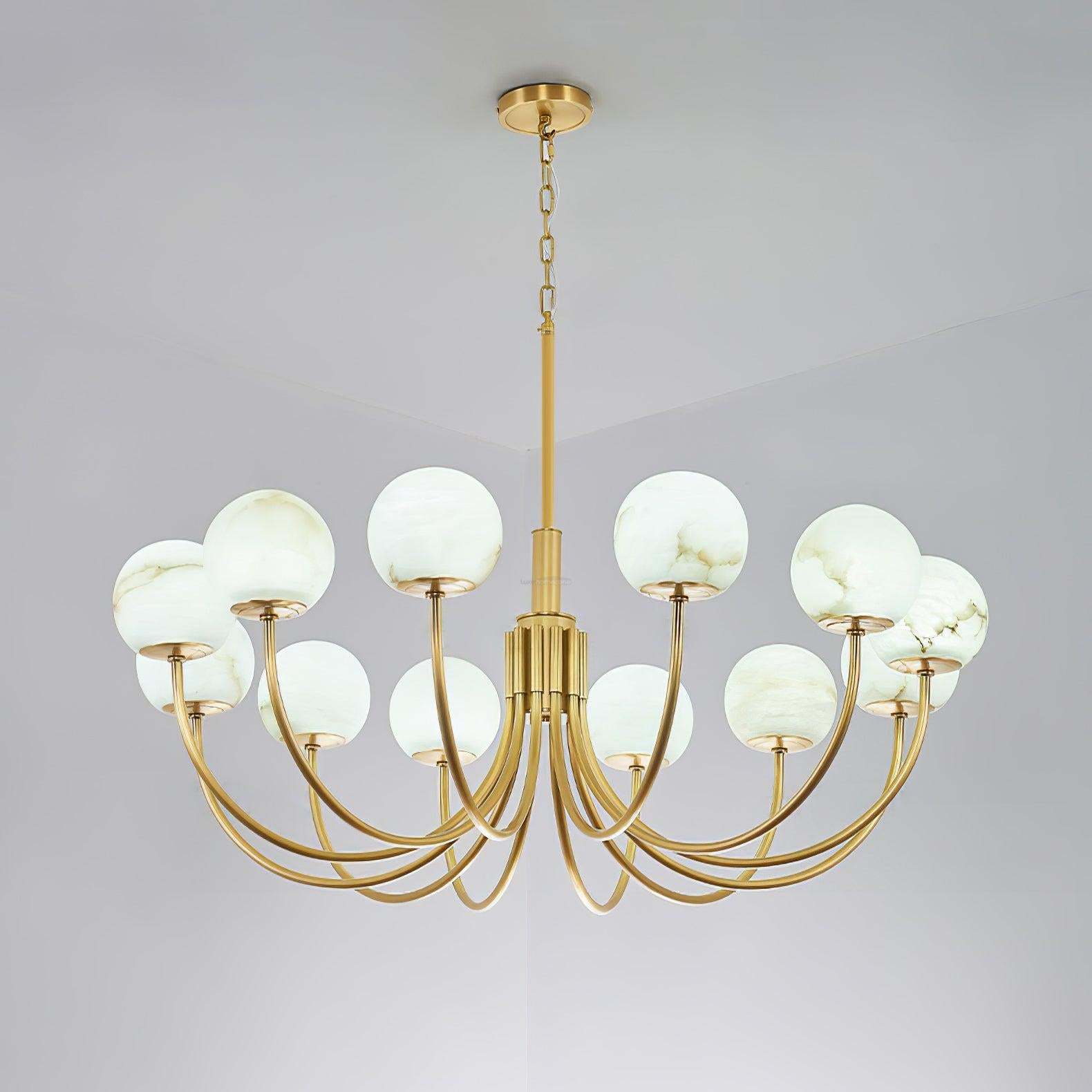 Aurelian Alabaster Globe Chandelier with 6/8/10/12 heads-Sylvia Space