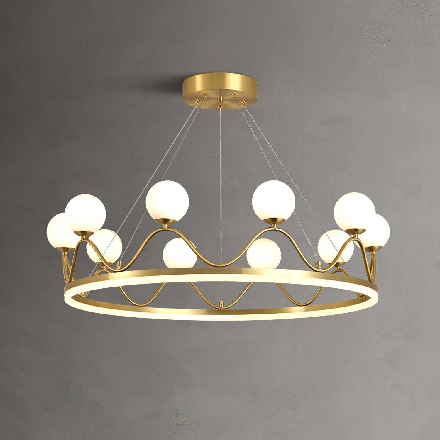 Crown Brass Round Chandelier-Sylvia Space