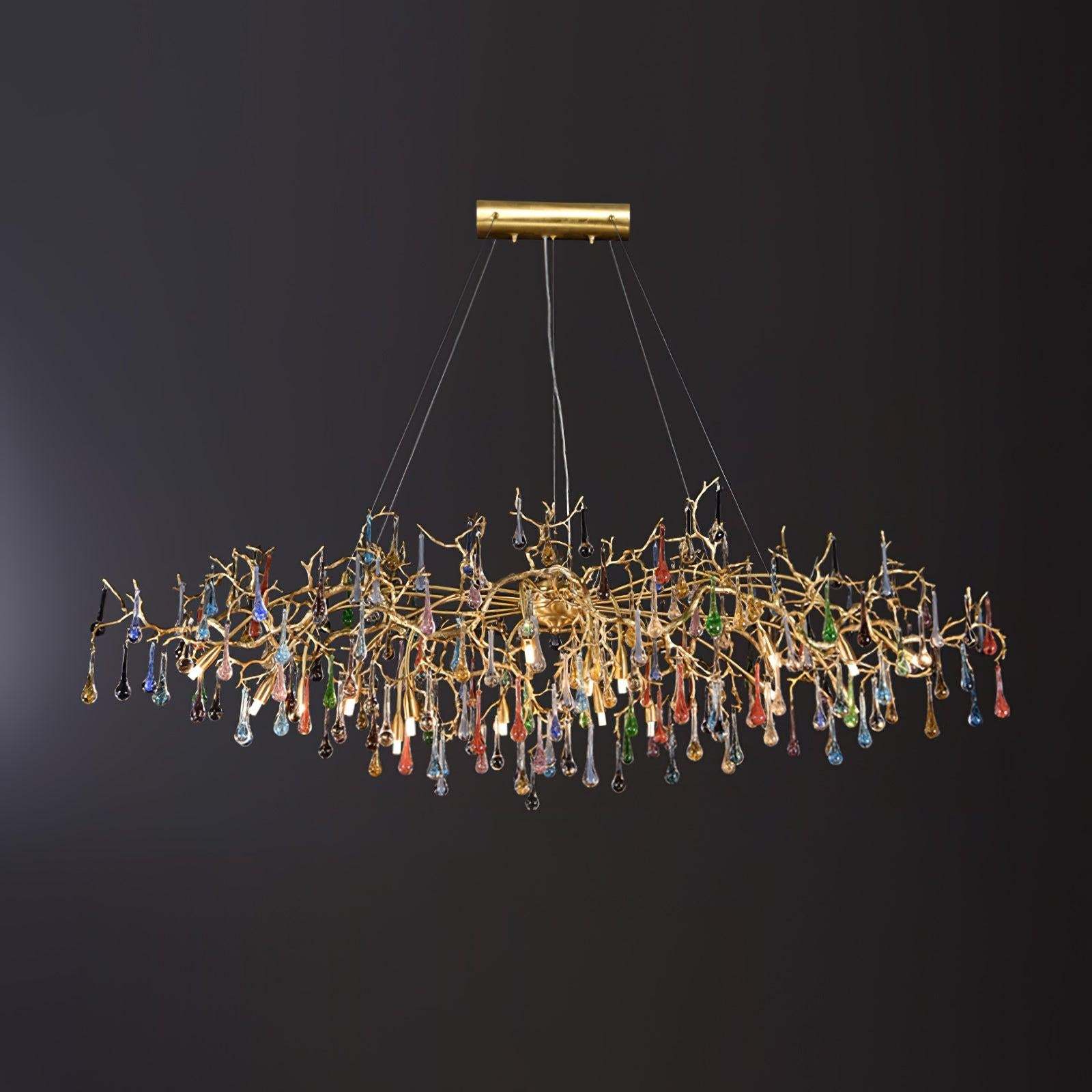Colorful Teardrop Brass Branch Chandelier-Sylvia Space