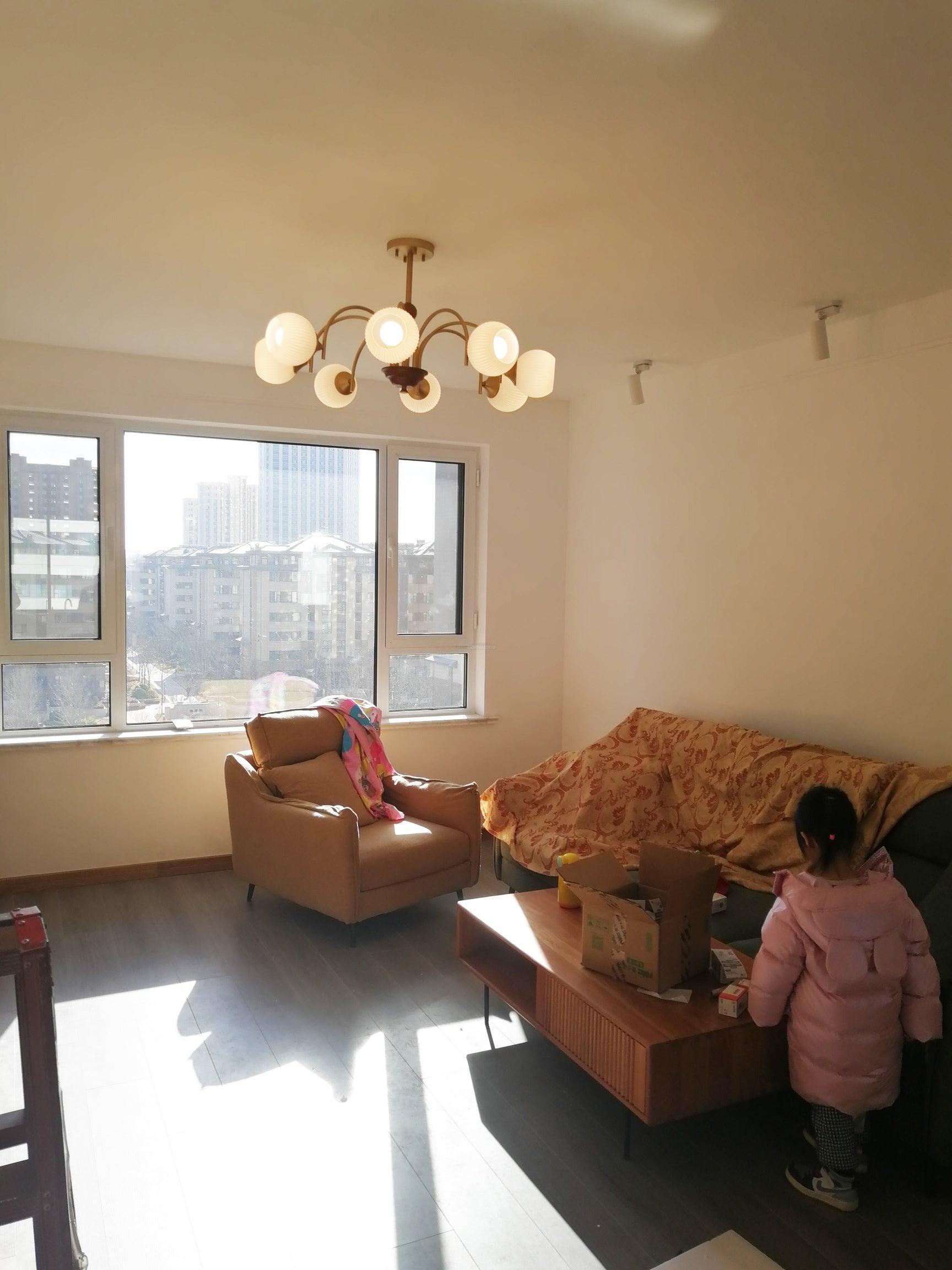 Sculptural Glass Ribbed Chandelier with 3/4/5/6/8 heads-Sylvia Space