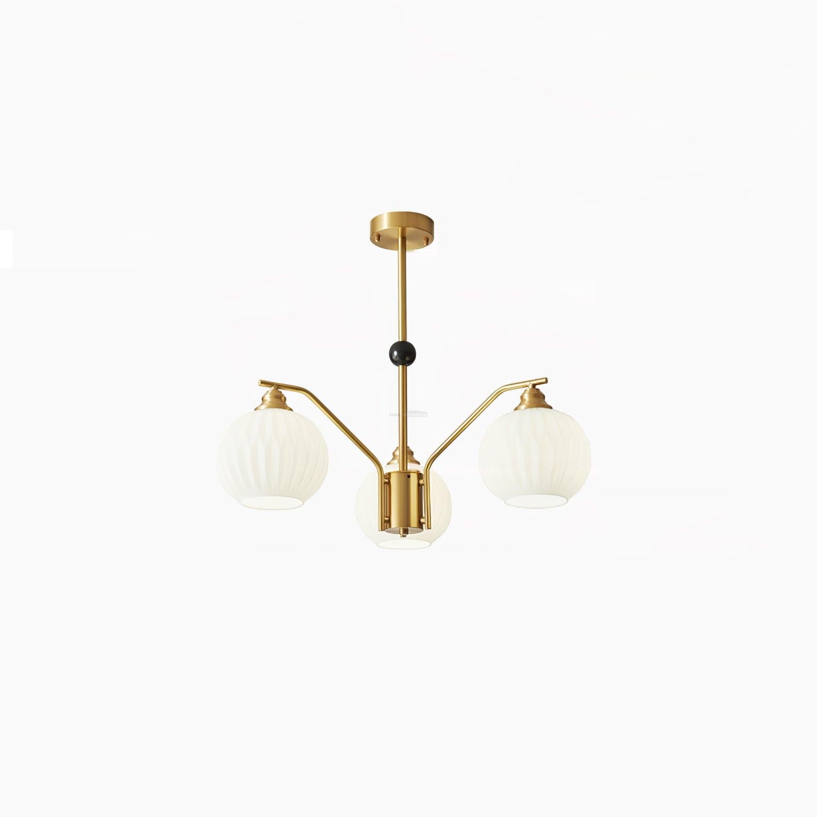 Ribbed Glass Gold Chandelier with 3/5/8 heads-Sylvia Space