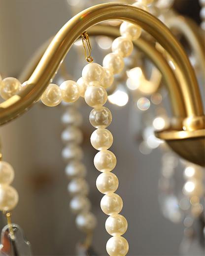 Crystal Pearl Candle Chandelier-Sylvia Space
