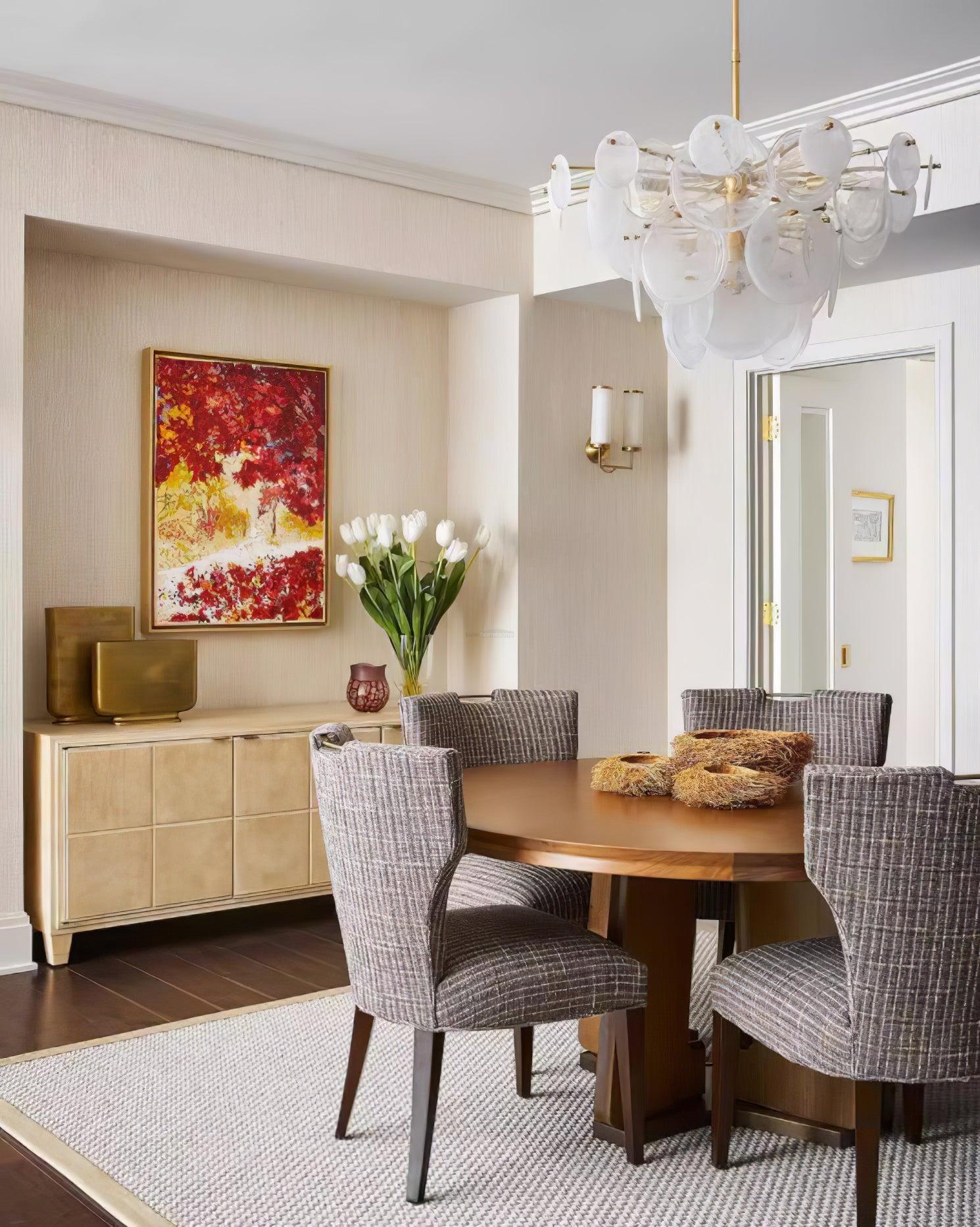 Brass Discs Cascading Round Chandelier-Sylvia Space