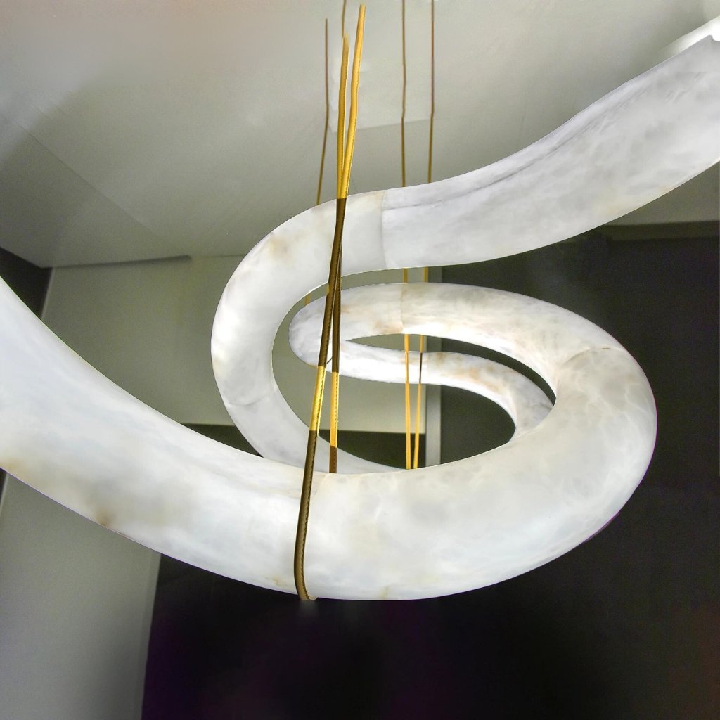 Ametris Alabaster Chandelier Light-Sylvia Space