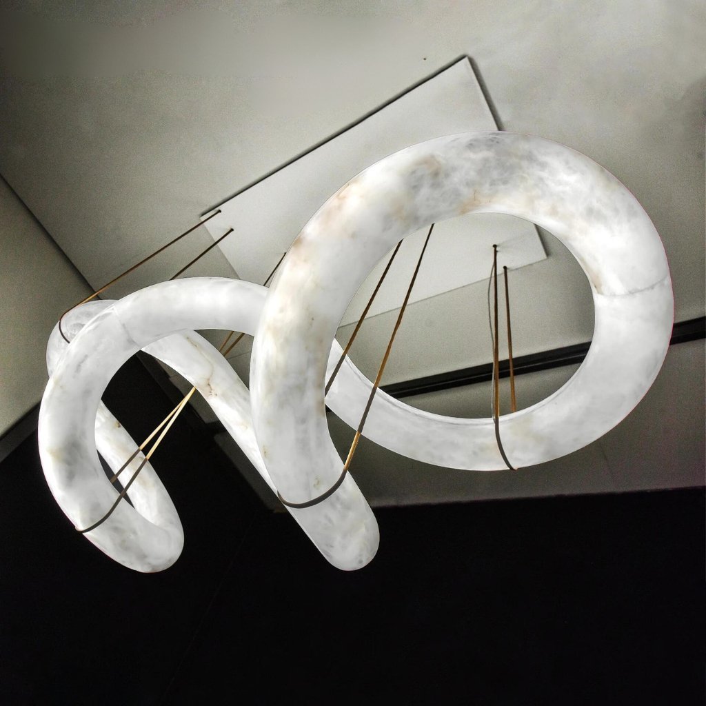 Ametris Alabaster Chandelier Light-Sylvia Space