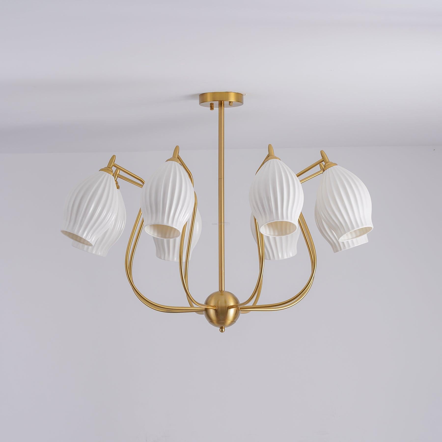 Ceramic Ribbed Chandelier with 4/6/8 heads-Sylvia Space