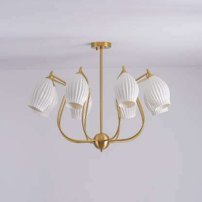 Ceramic Ribbed Chandelier with 4/6/8 heads-Sylvia Space